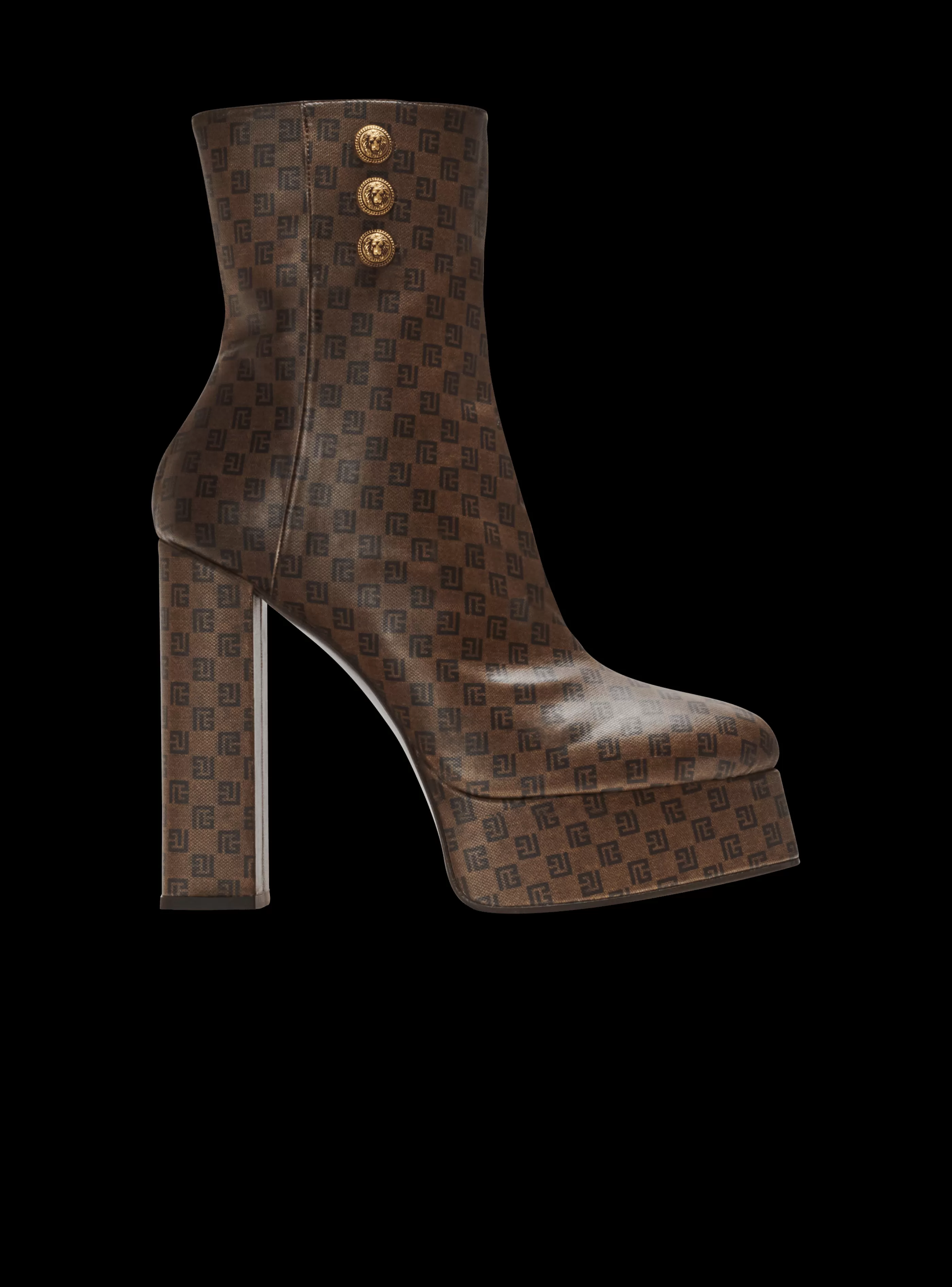 Balmain Stivali-Brune Mini Monogram Boots brown
