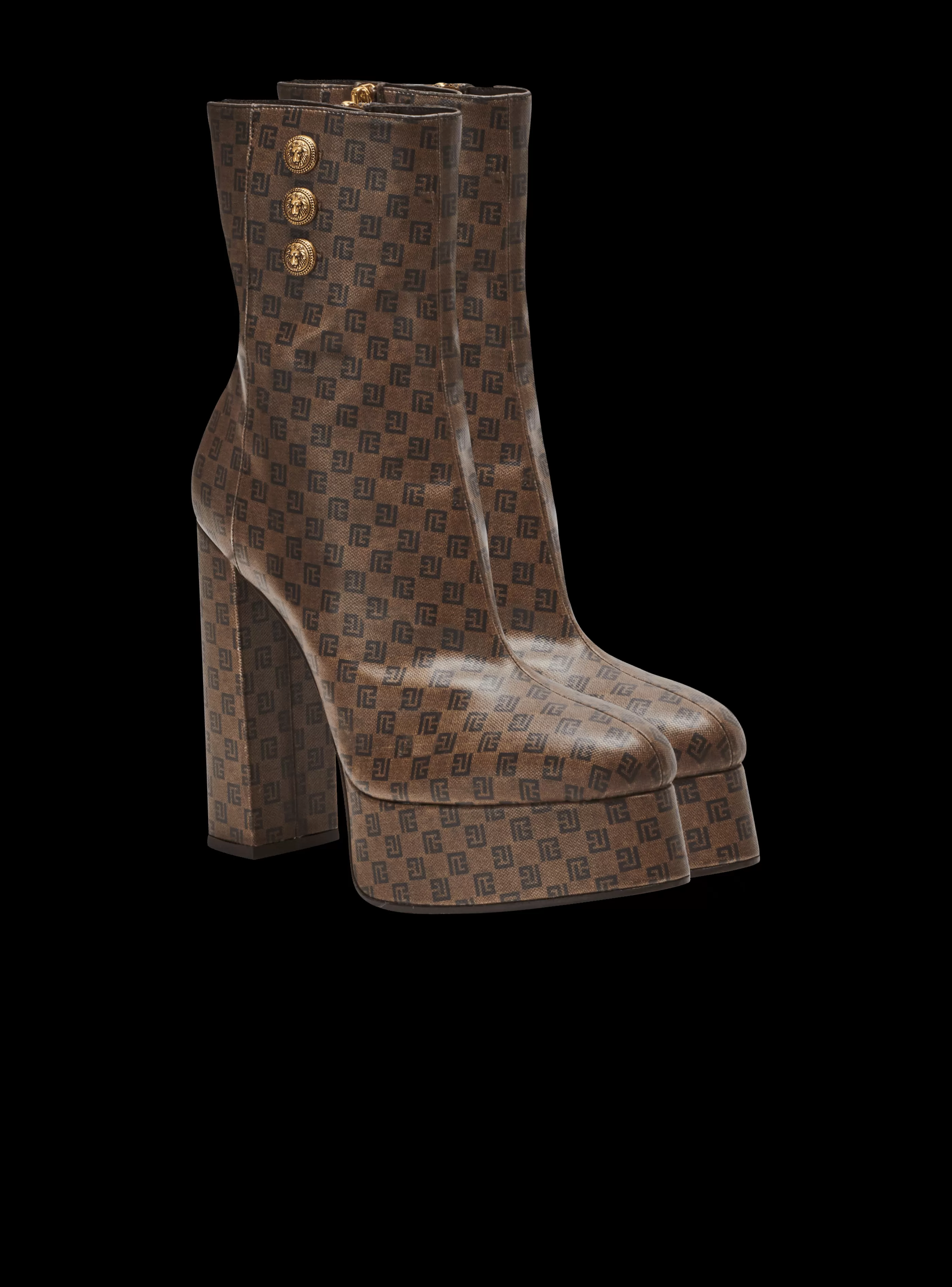 Balmain Stivali-Brune Mini Monogram Boots brown