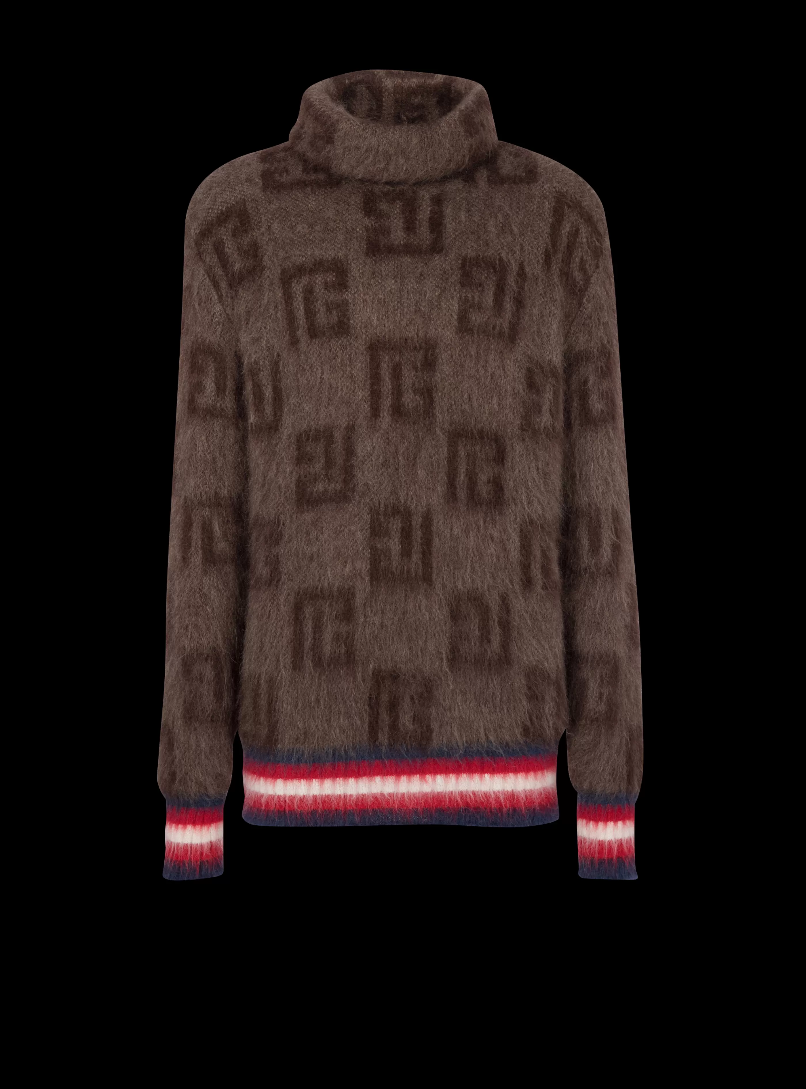 Balmain Maglieria-Brushed Mohair Jumper With Monogram Print brown