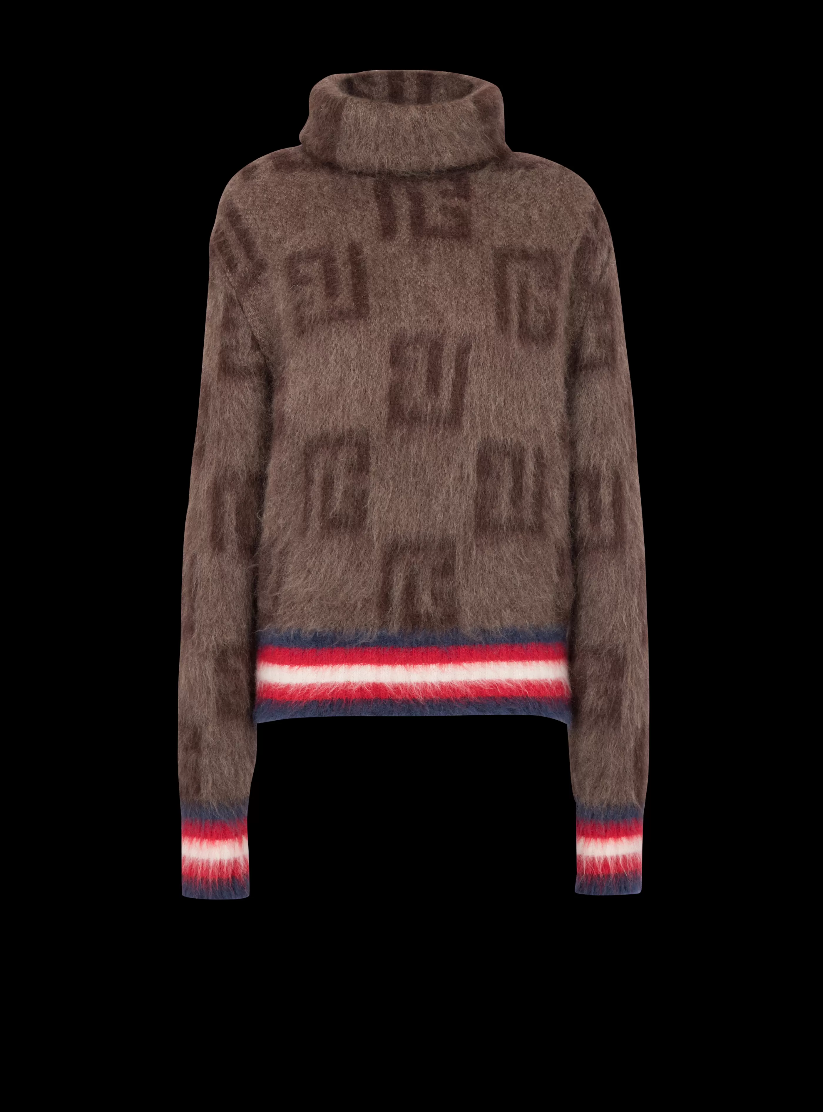Balmain Maglieria-Brushed Mohair Jumper With Monogram Print brown