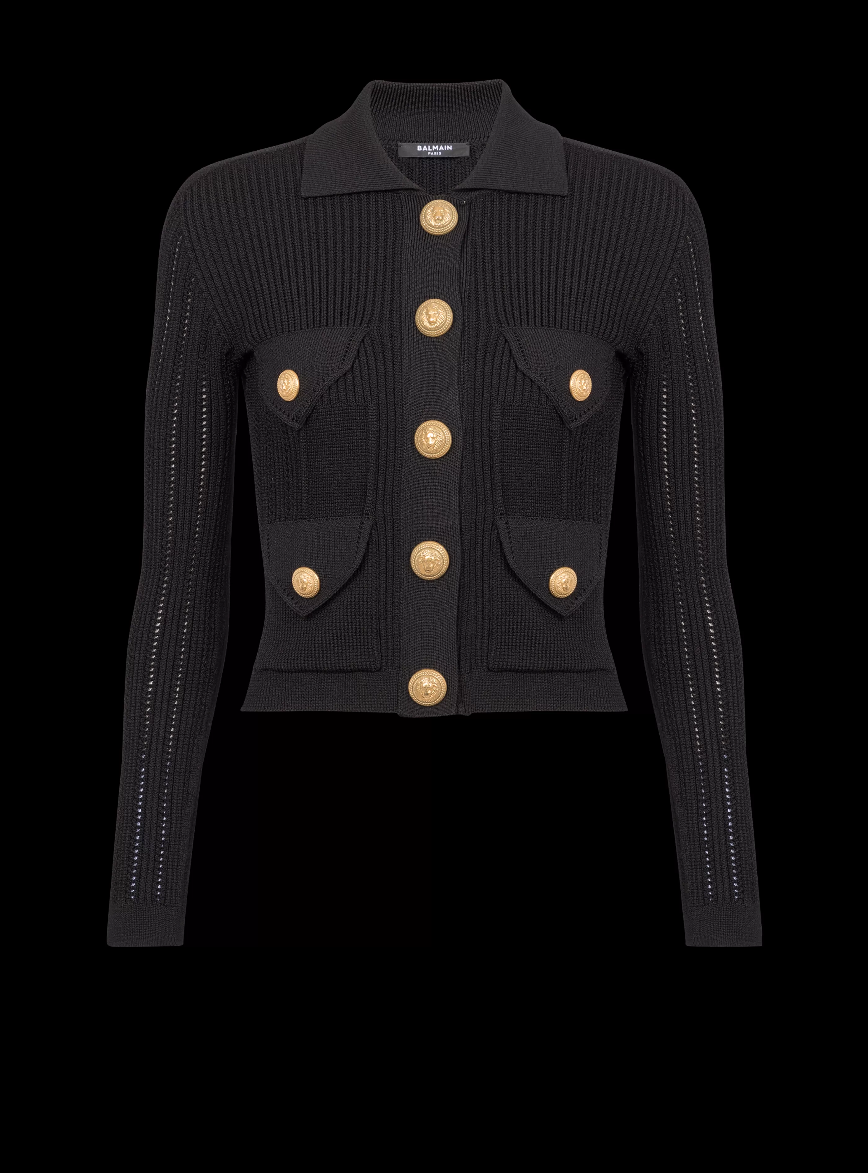 Balmain Maglieria-Buttoned Knit Cardigan black