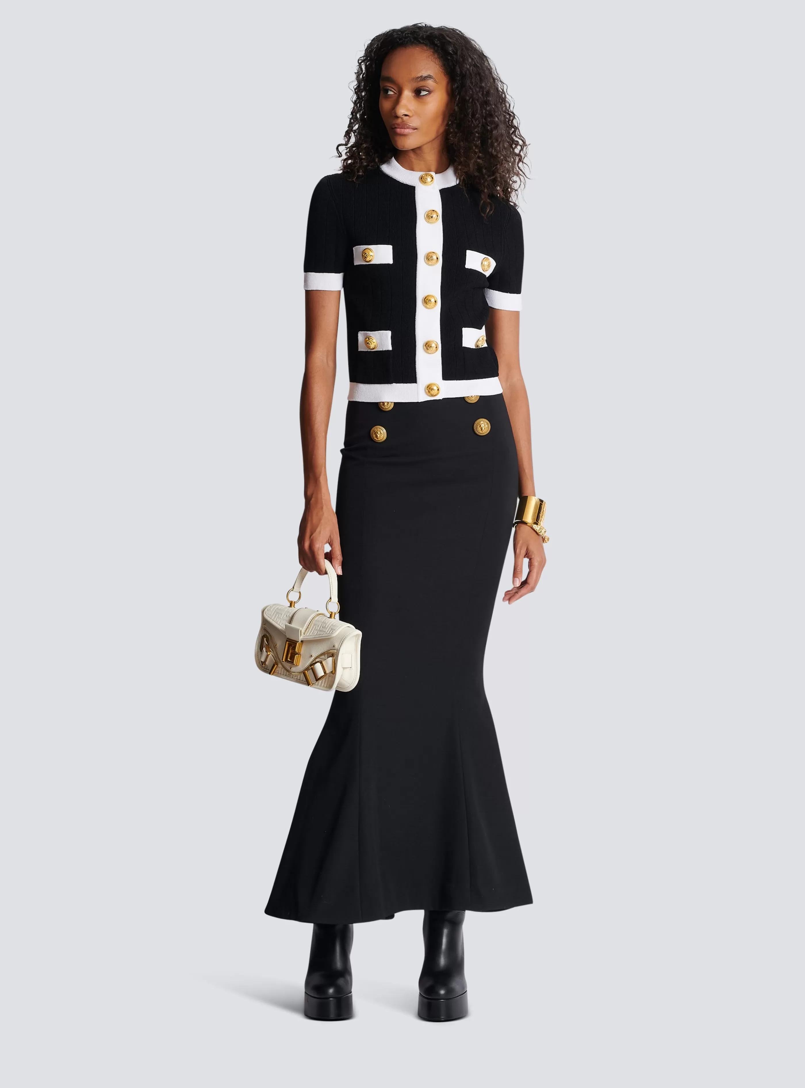 Balmain Maglieria-Buttoned Knit Cardigan black