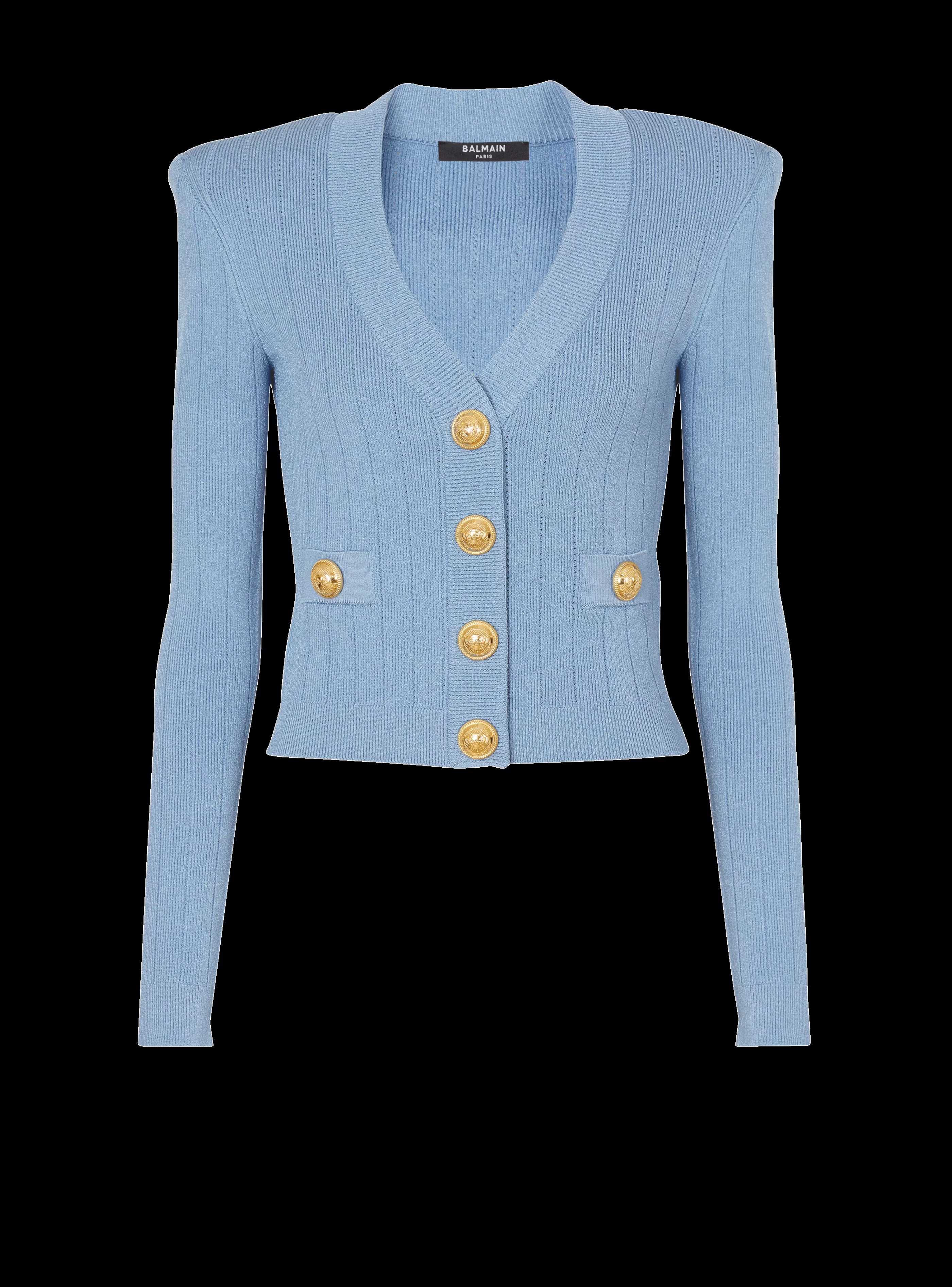 Balmain Maglieria-Buttoned Knit Cardigan blue