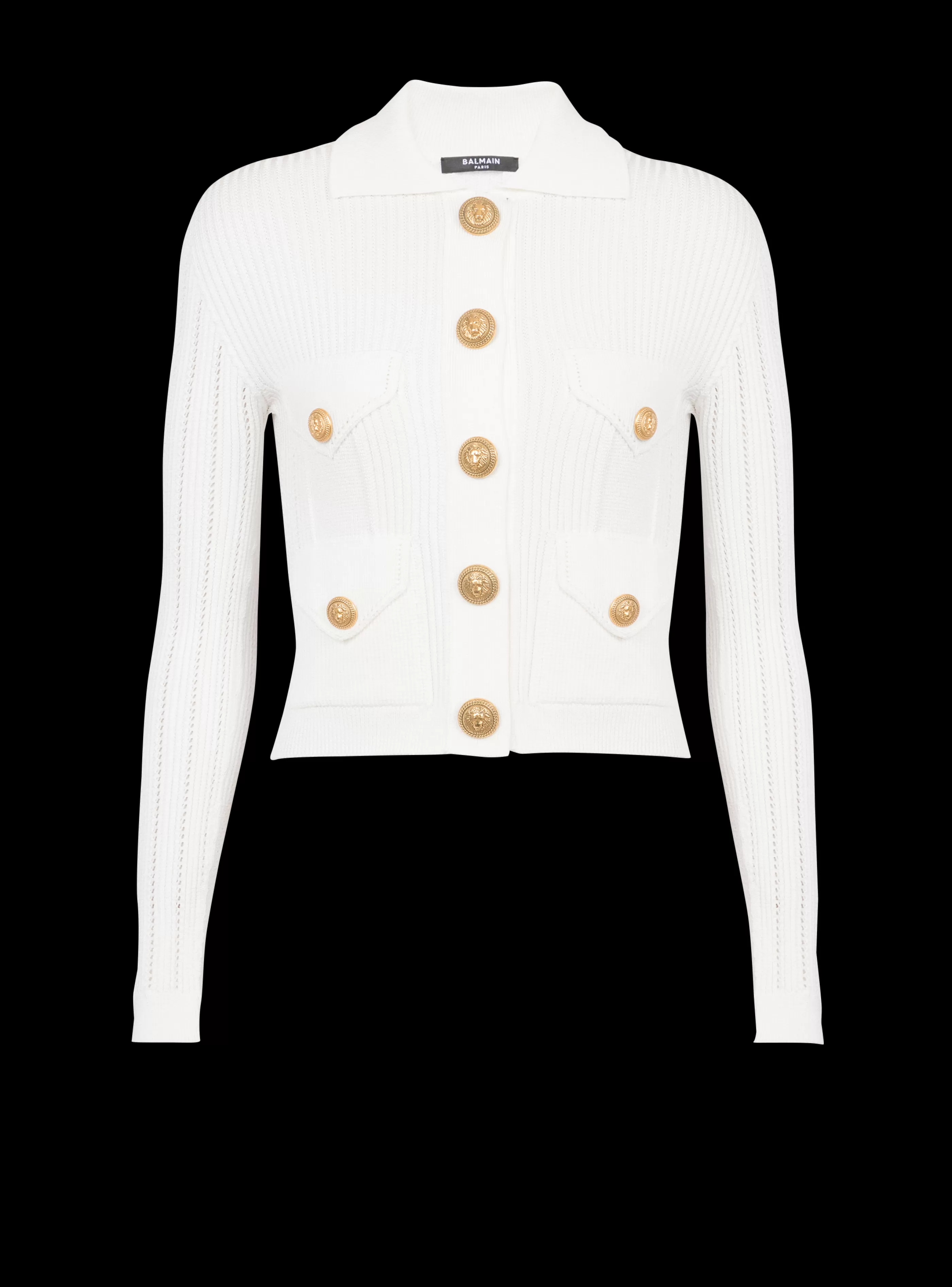 Balmain Maglieria-Buttoned Knit Cardigan white