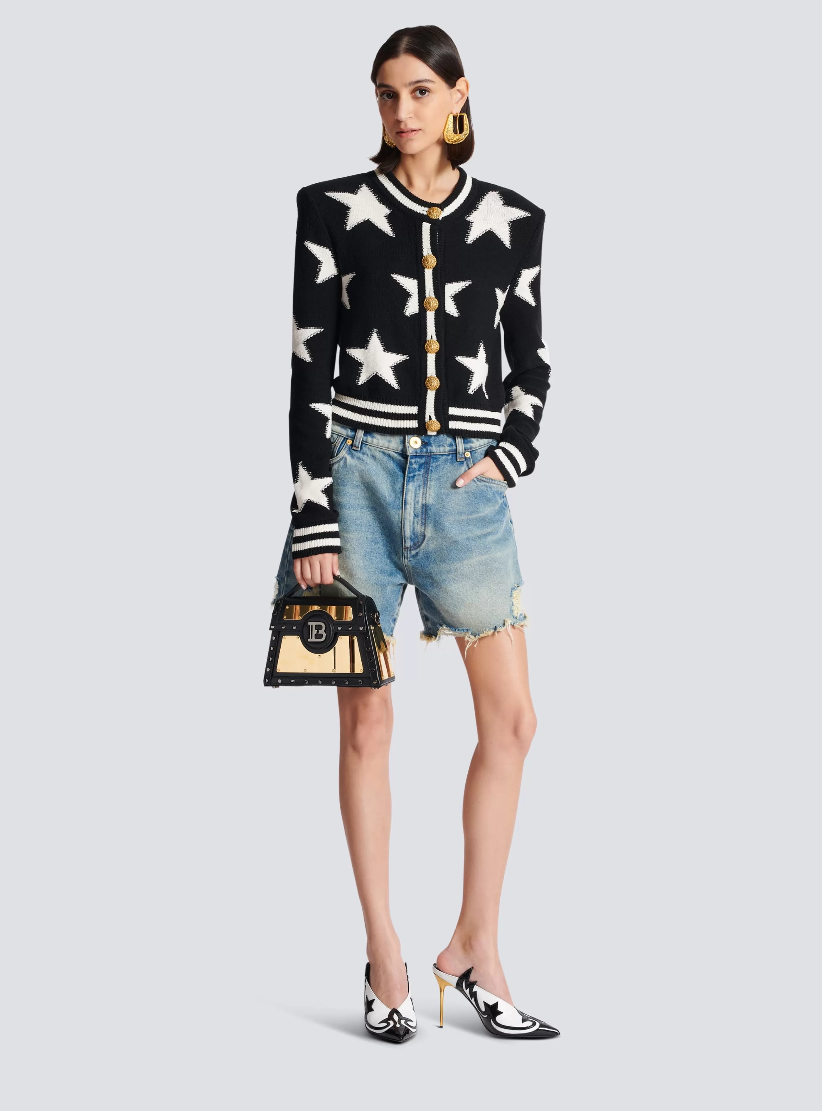 Balmain Maglieria-Buttoned Knit Cardigan black