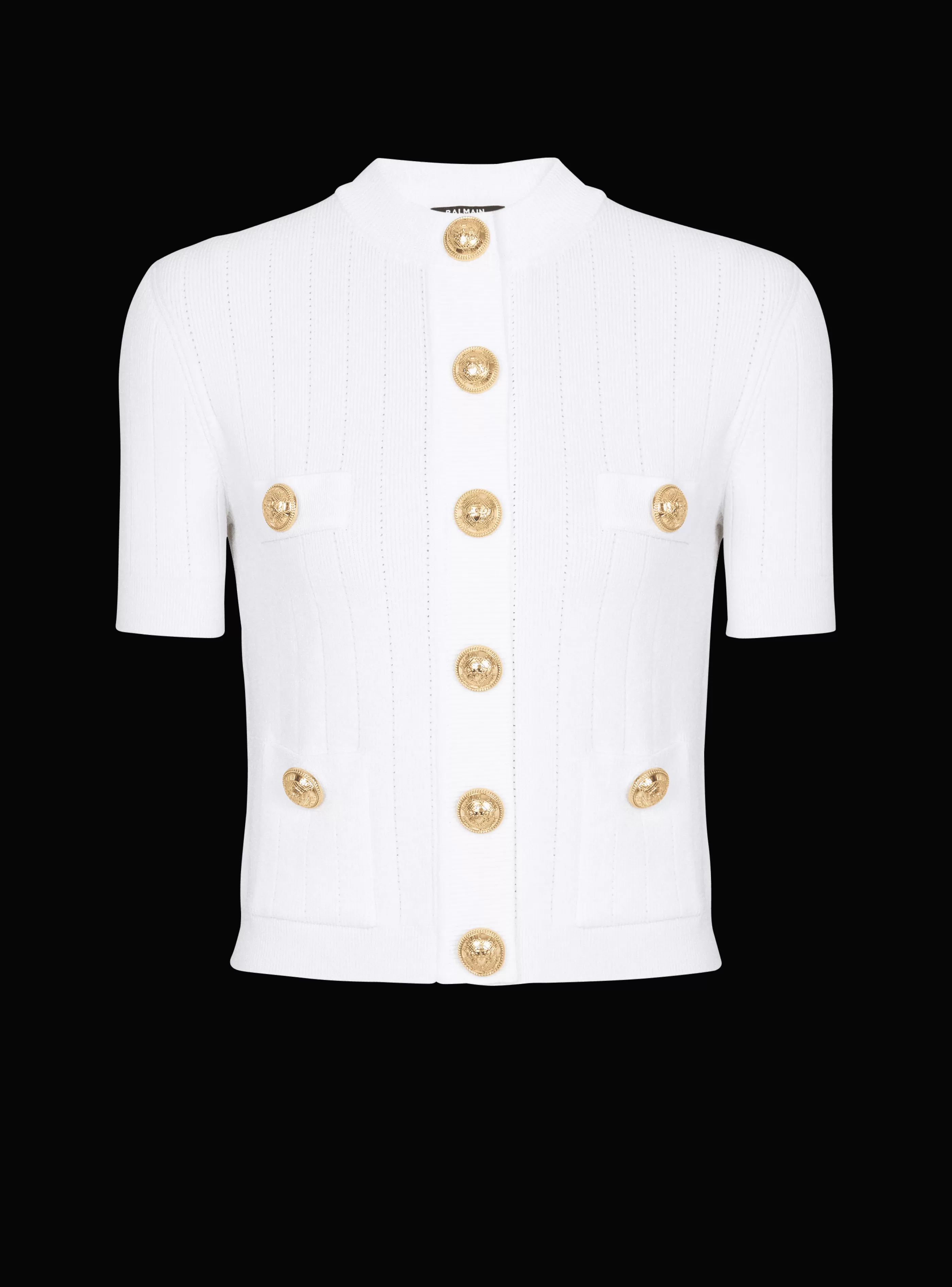 Balmain Maglieria-Buttoned Knit Cardigan white