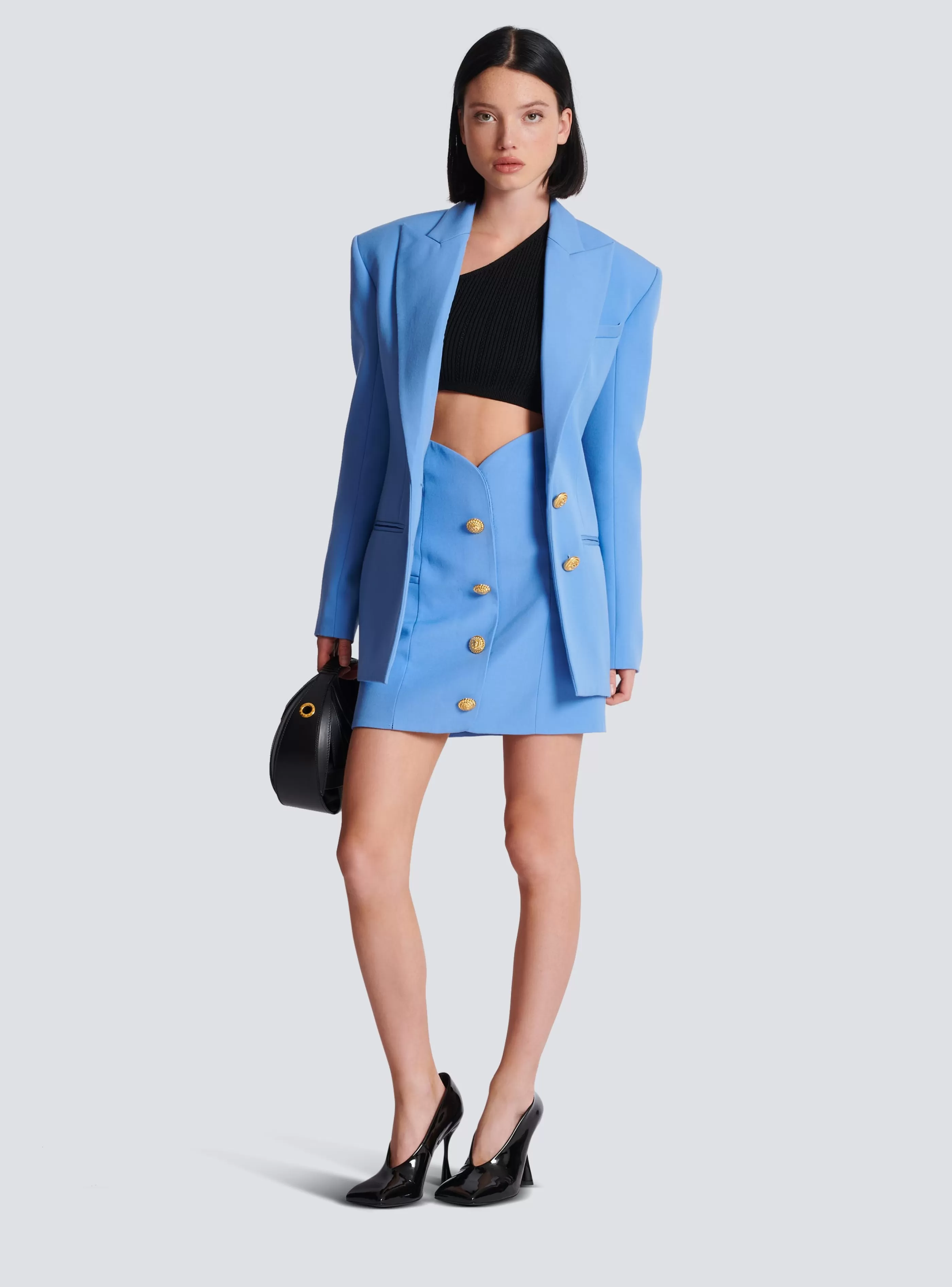 Balmain Gonne-Buttoned Tulip Skirt blue