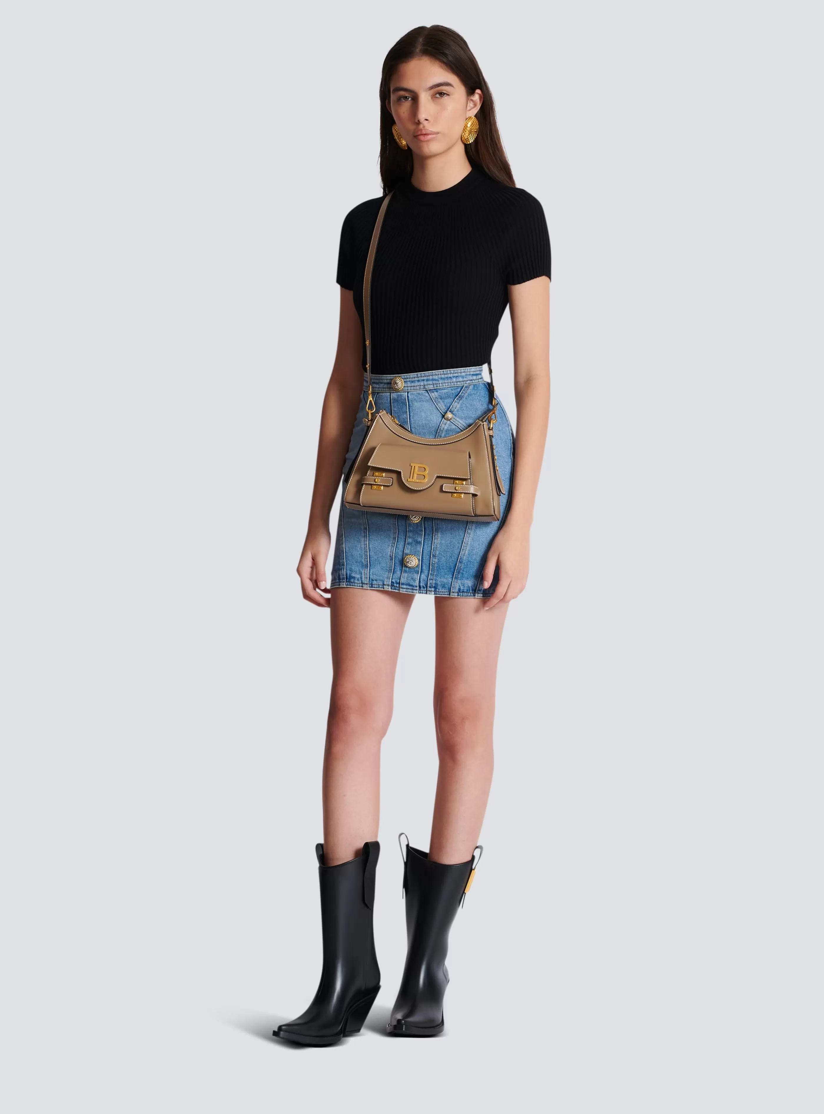 Balmain Borse-Calfskin B-Buzz Hobo Bag brown