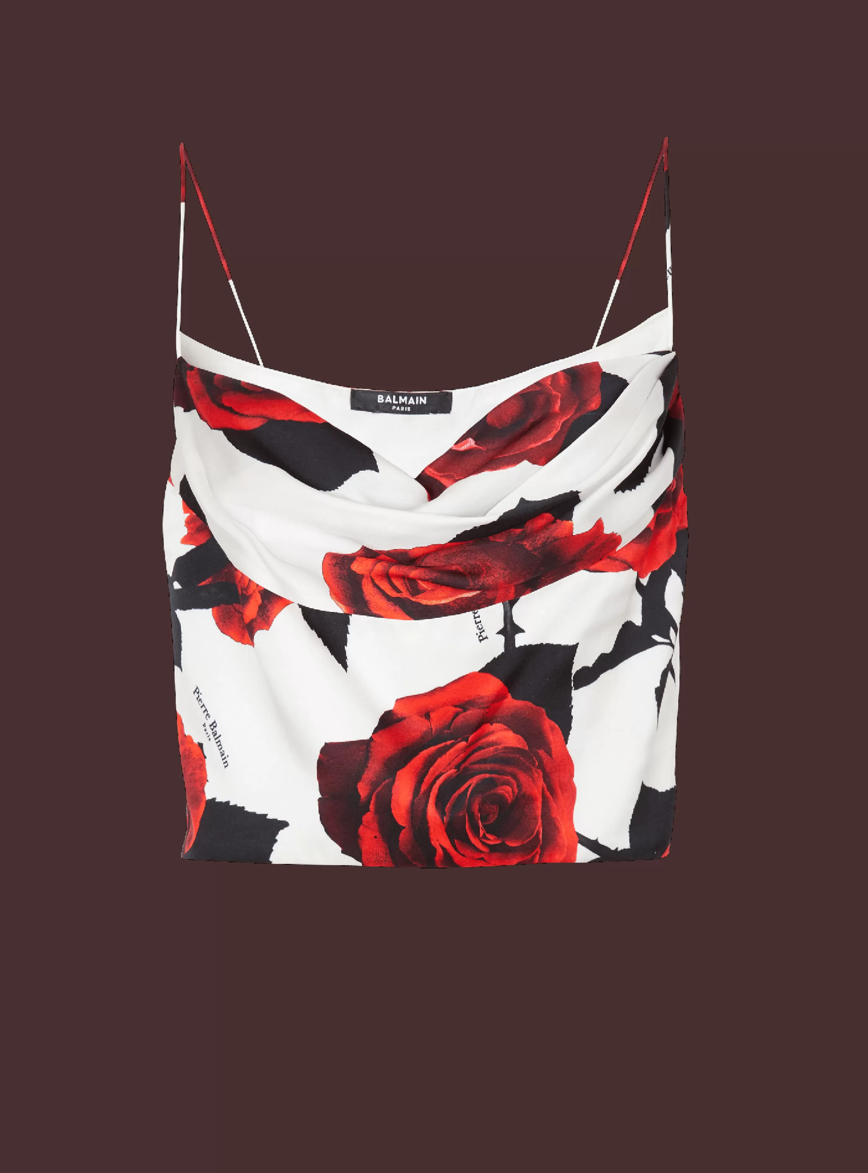 Balmain Top E Camicie-Cami Top With Roses Print red