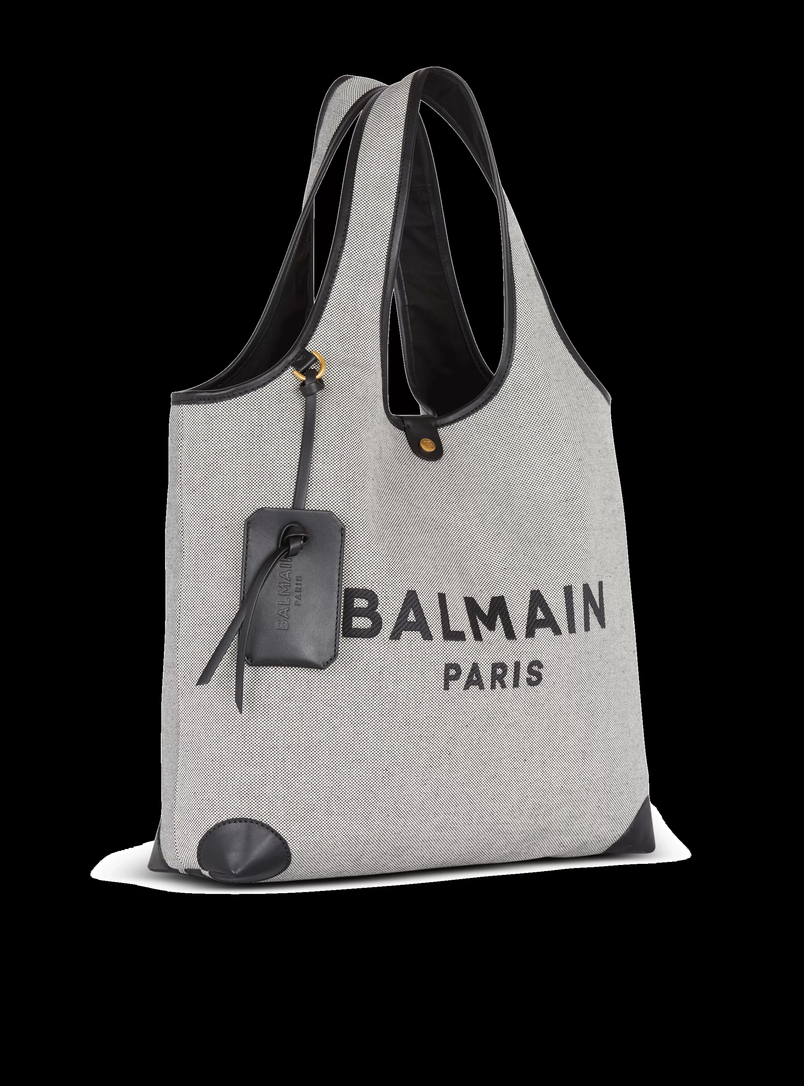 Balmain Shopper | Borse A Spalla-Canvas And Leather B-army Grocery Bag black