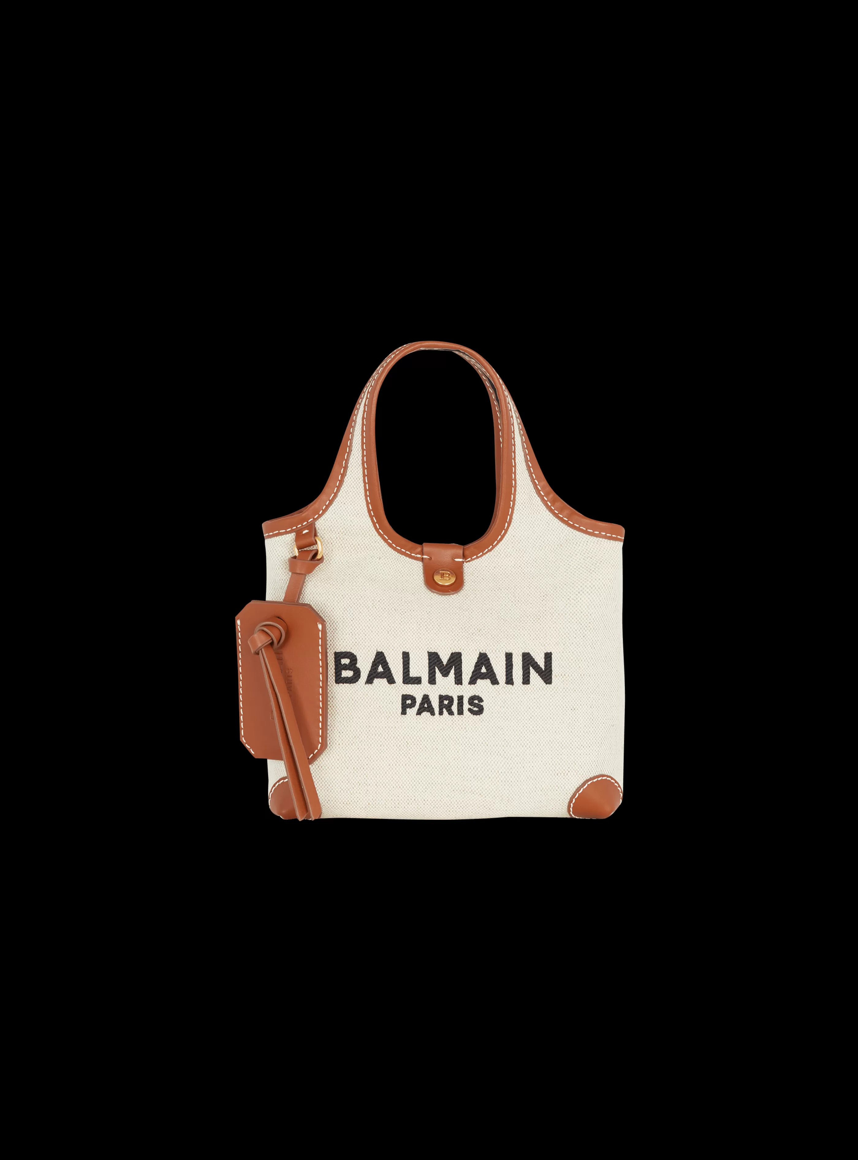 Balmain Shopper | Borse A Spalla-Canvas And Leather B-army Grocery Bag brown