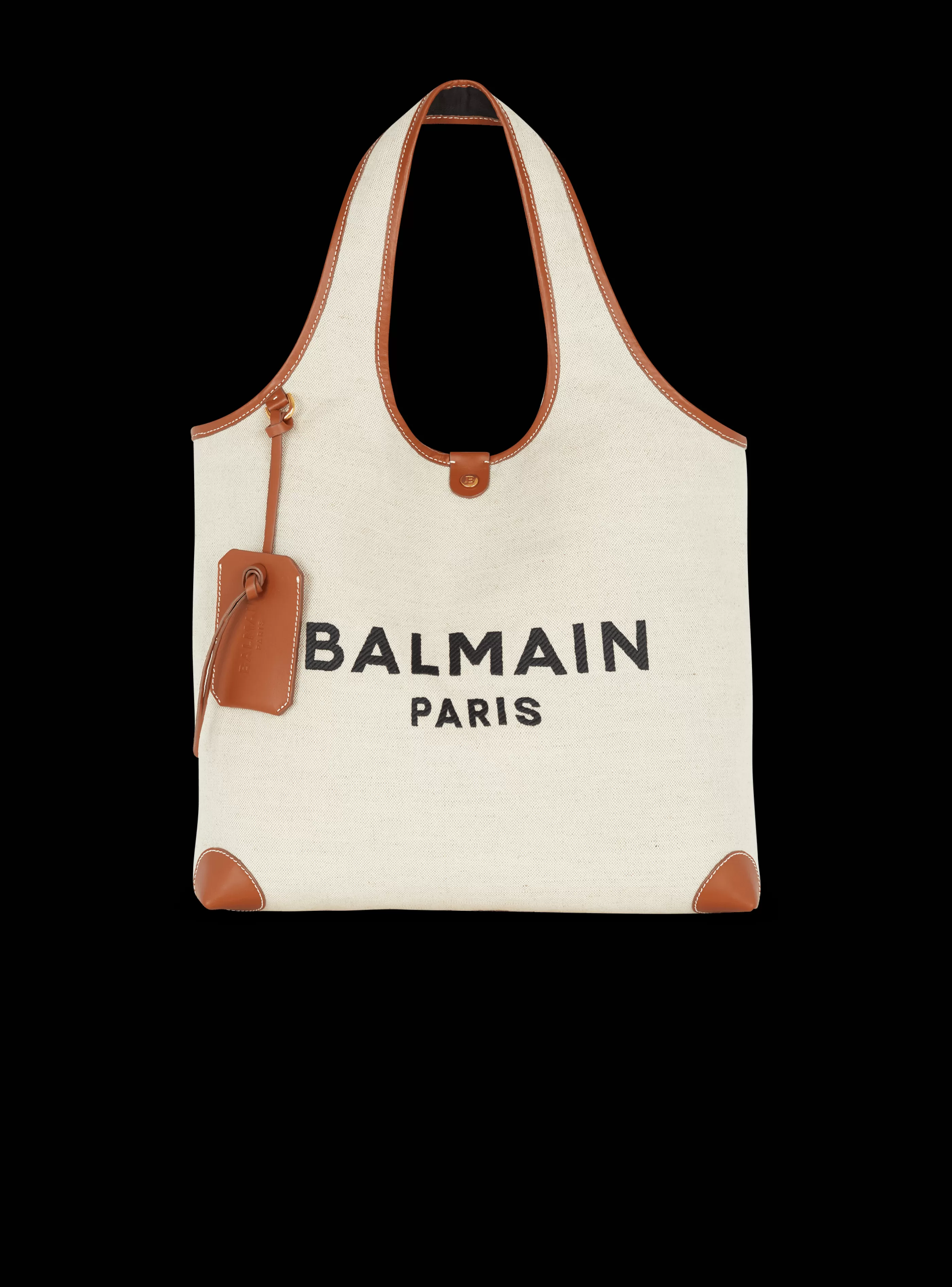 Balmain Shopper | Borse A Spalla-Canvas And Leather B-army Grocery Bag brown