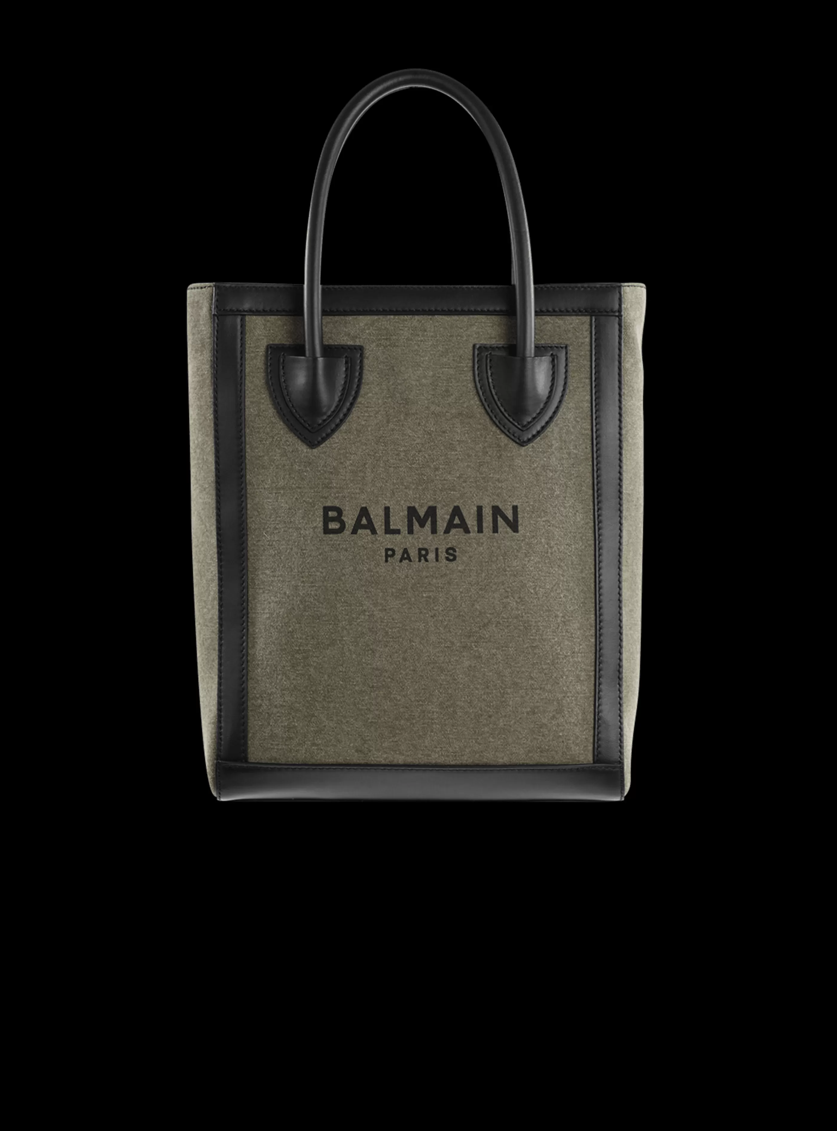 Balmain Shopper | Borse A Tracolla-Canvas B-Army 26 Bag With Leather Panels khaki
