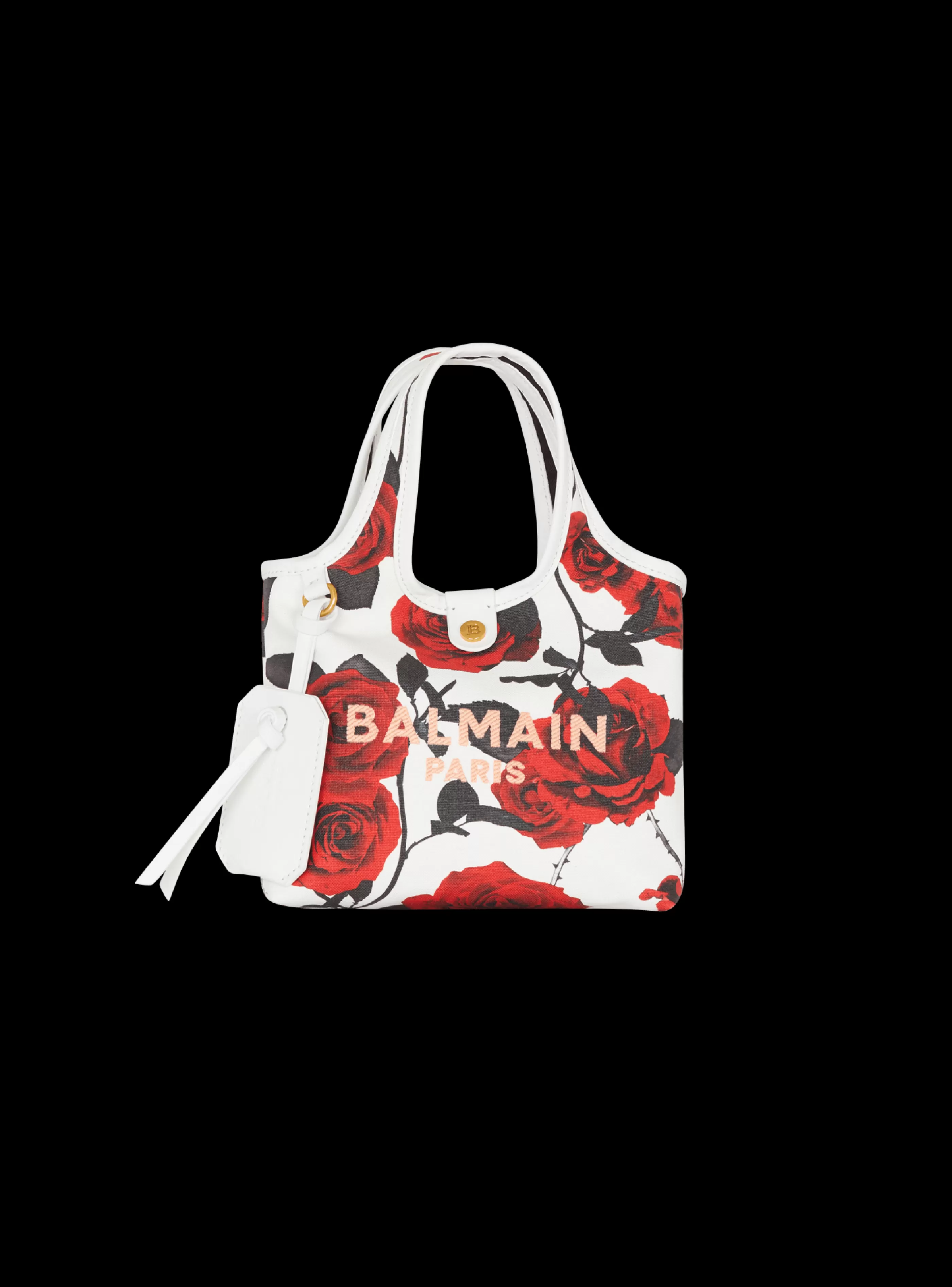 Balmain Shopper | Borse A Spalla-Canvas B-Army Mini Grocery Bag With A Roses Print red
