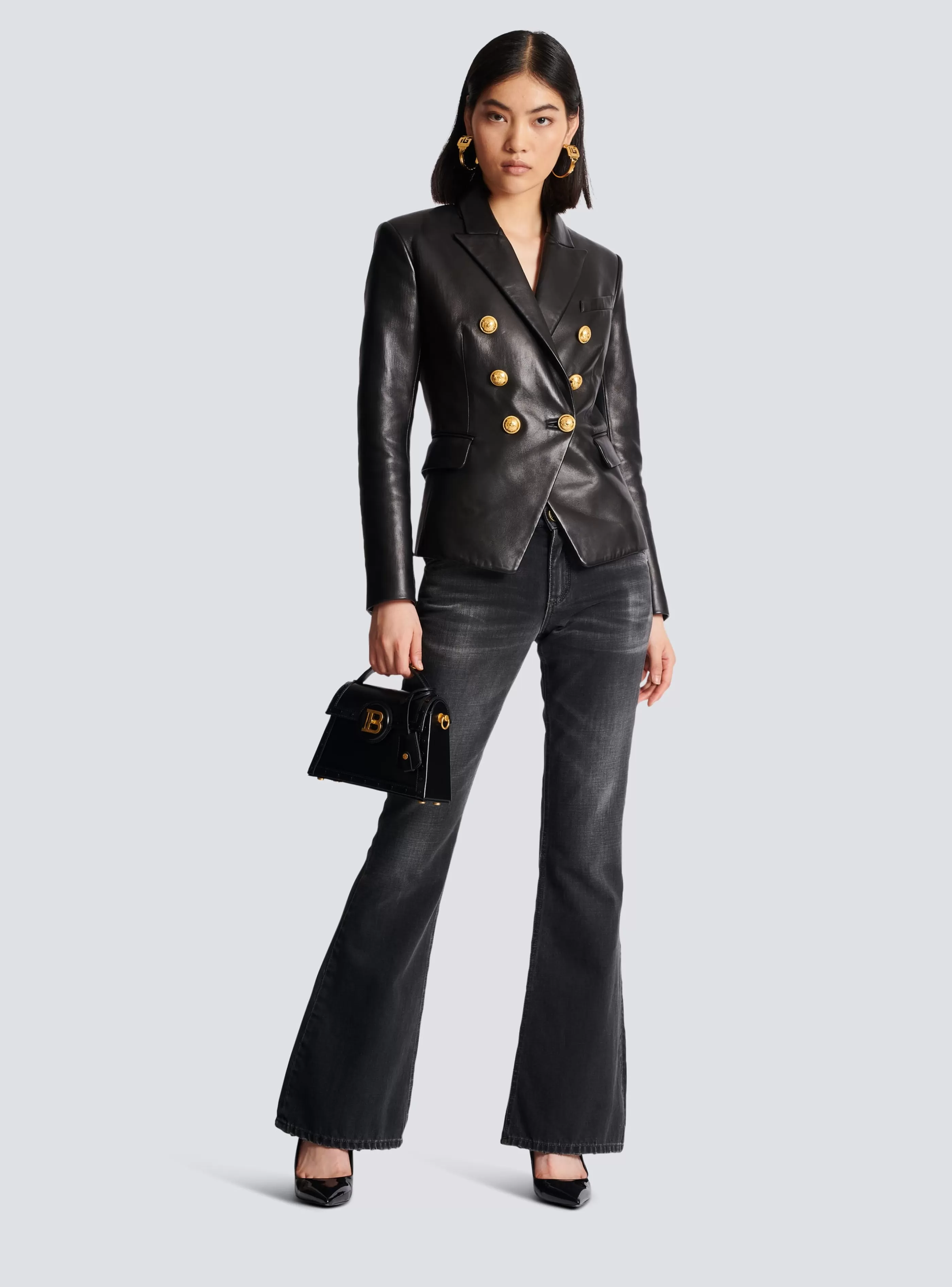 Balmain Giacche E Blazer-Classic 6-button Leather Jacket black