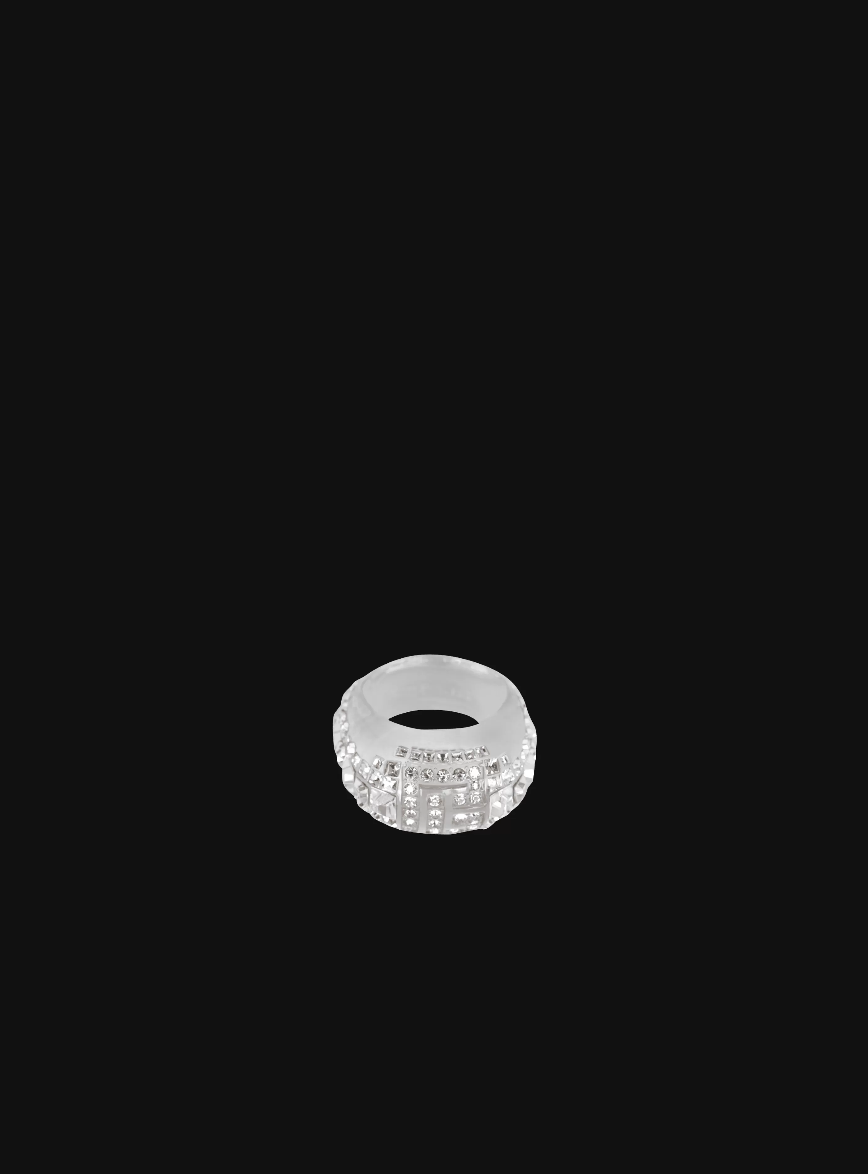 Balmain Gioielli Moda-Clear Rhinestone Ring silver