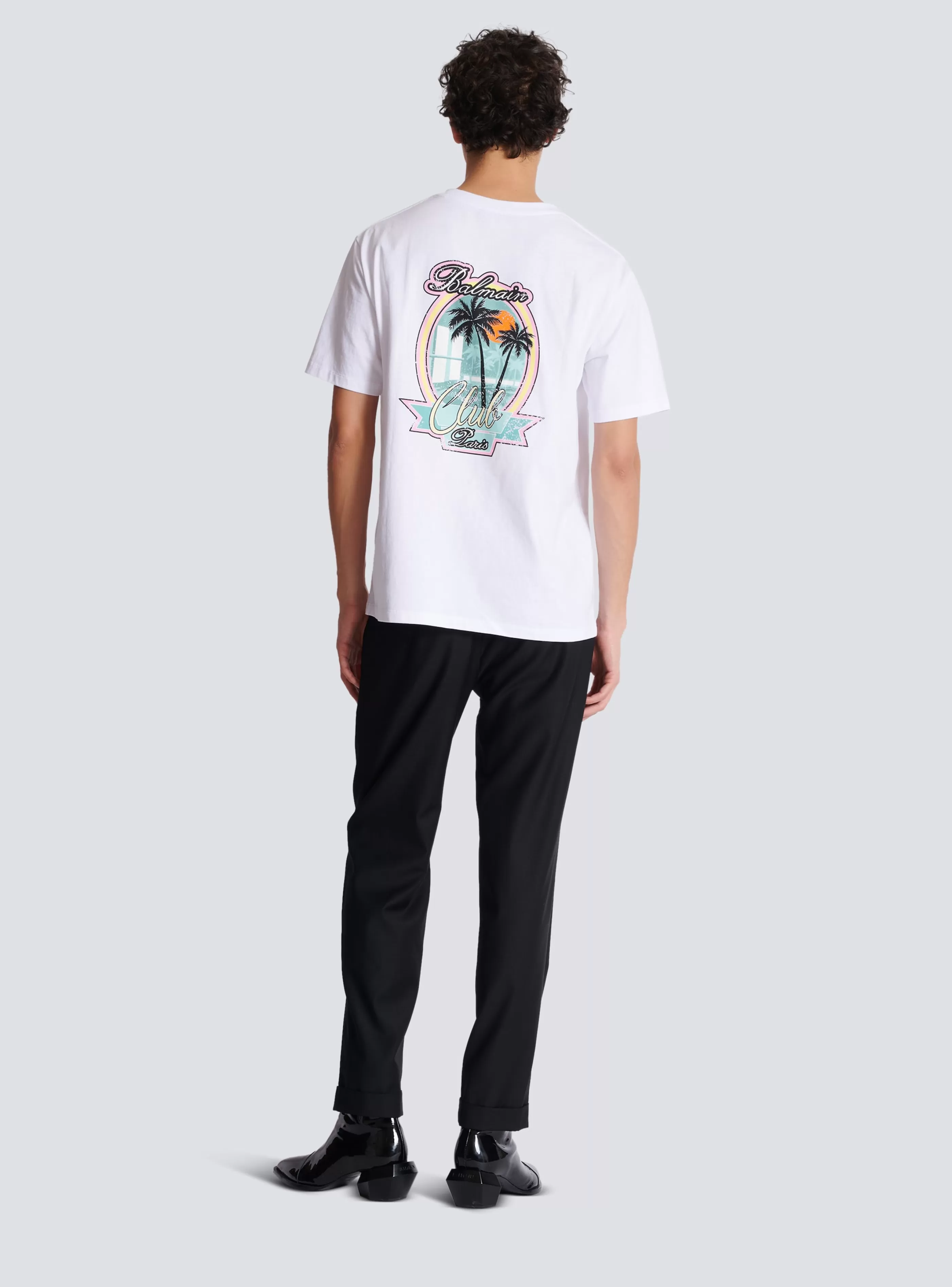 Balmain T-Shirts-Club Signature Printed T-shirt white