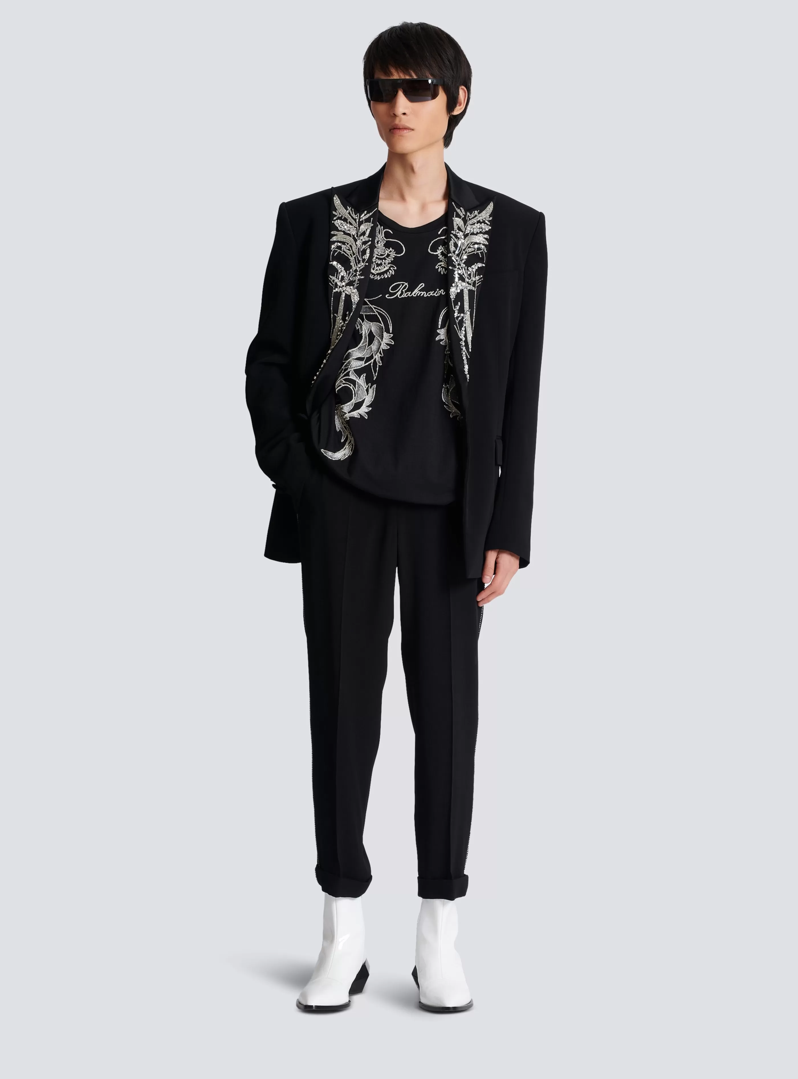 Balmain Pantaloni E Pantaloncini-Crepe And Rhinestone Trousers black