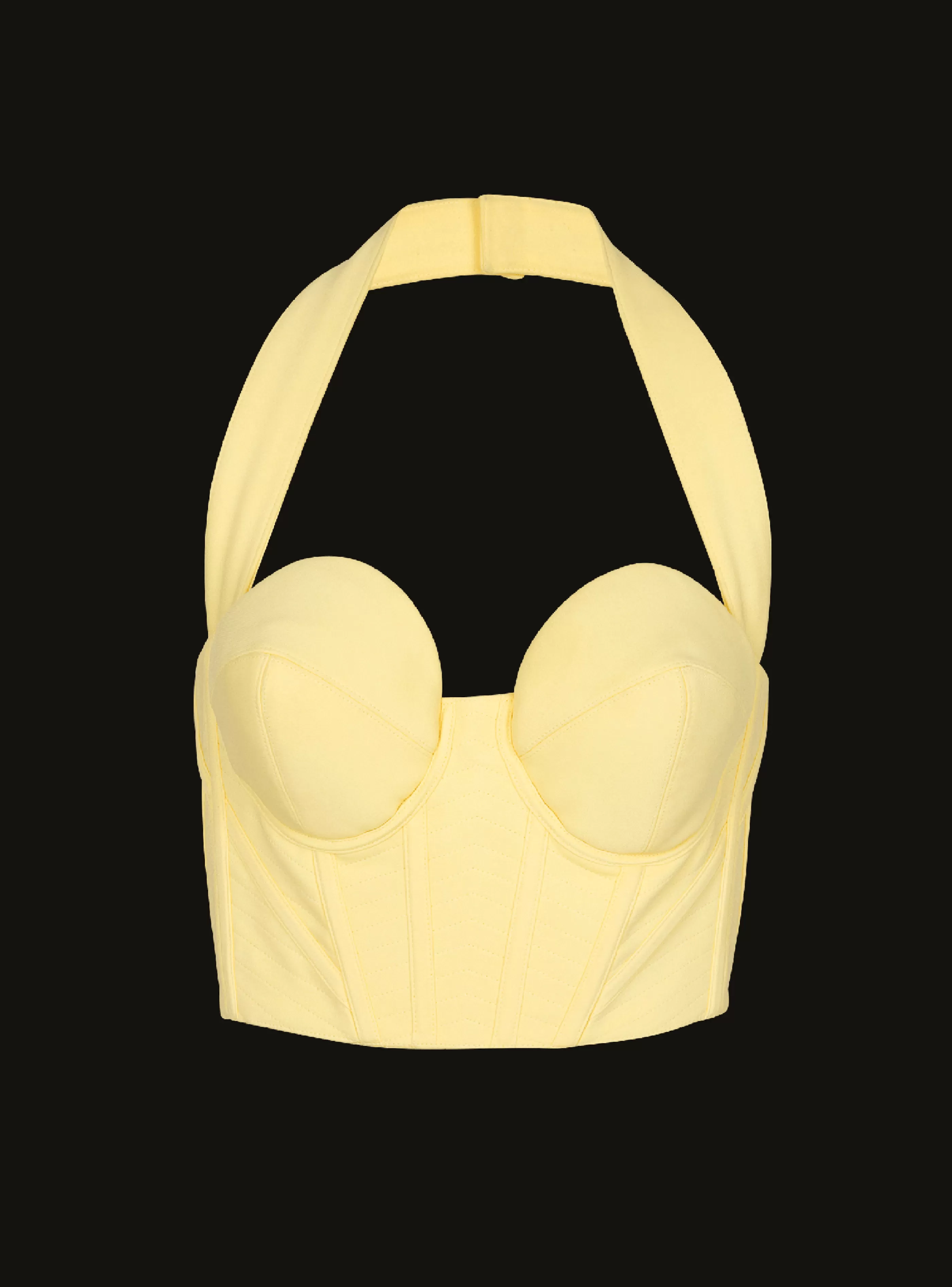 Balmain Top E Camicie-Crepe Halterneck Crop Top yellow