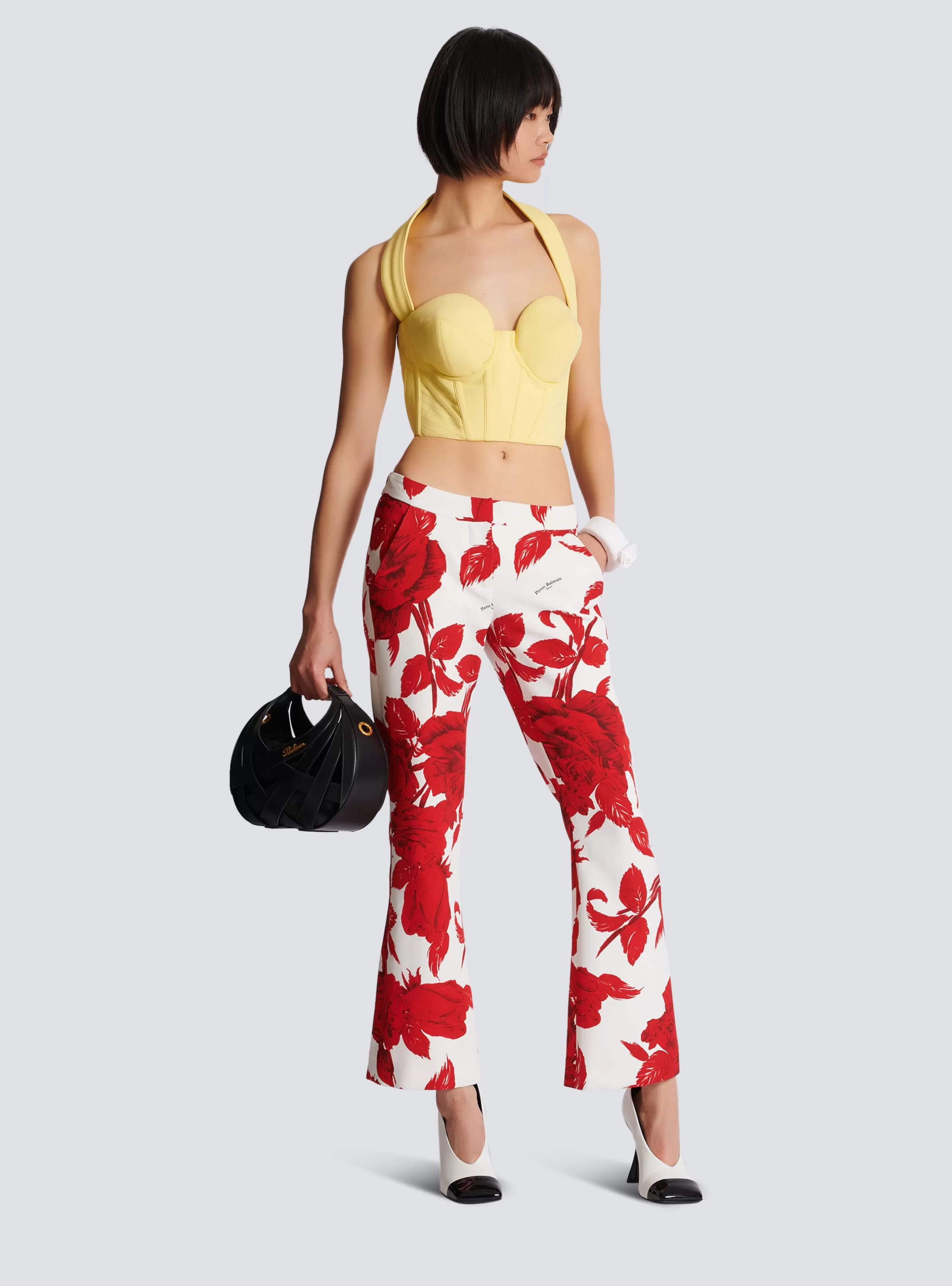Balmain Top E Camicie-Crepe Halterneck Crop Top yellow