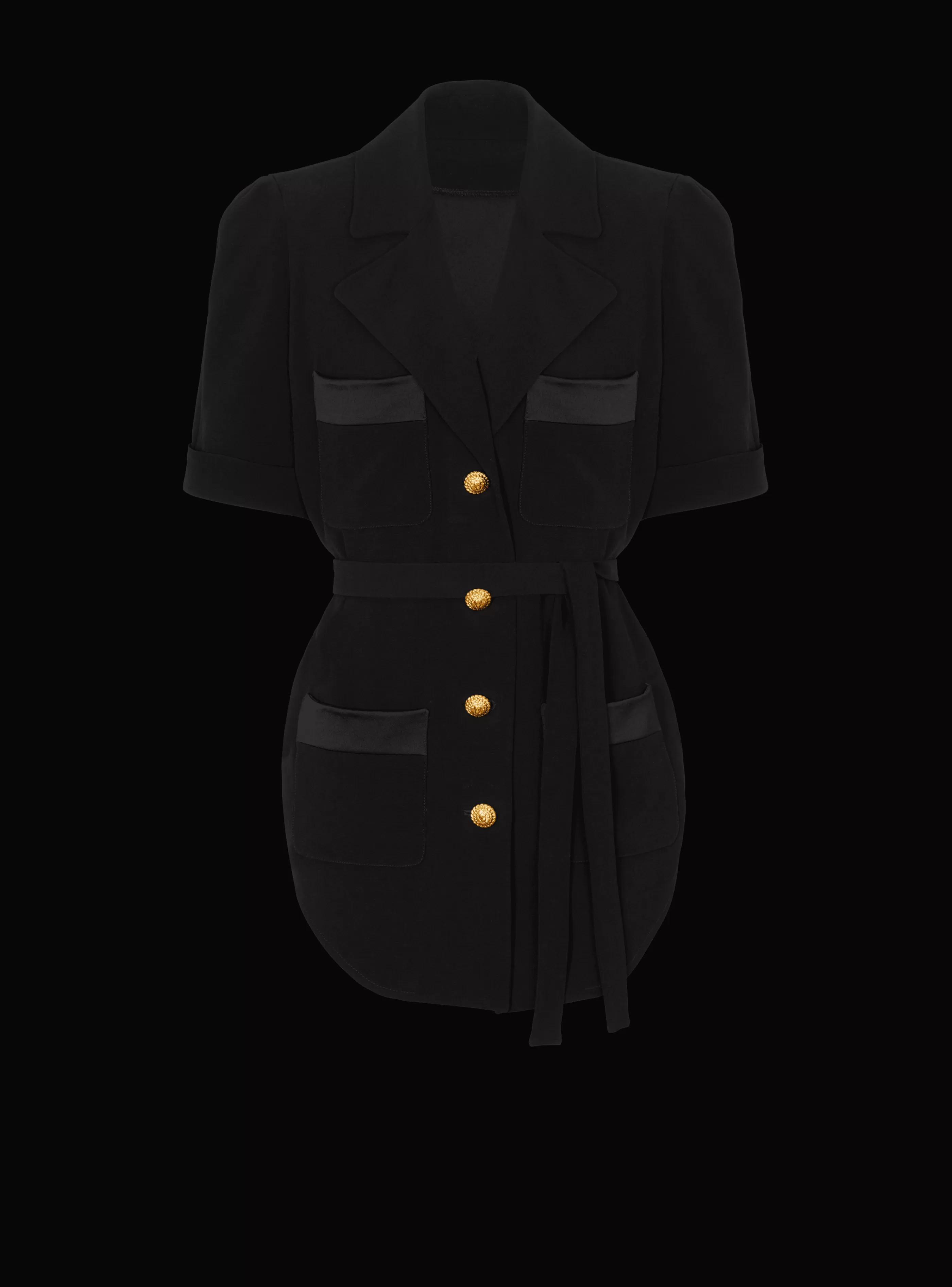 Balmain Top E Camicie-Crepe Safari Shirt black
