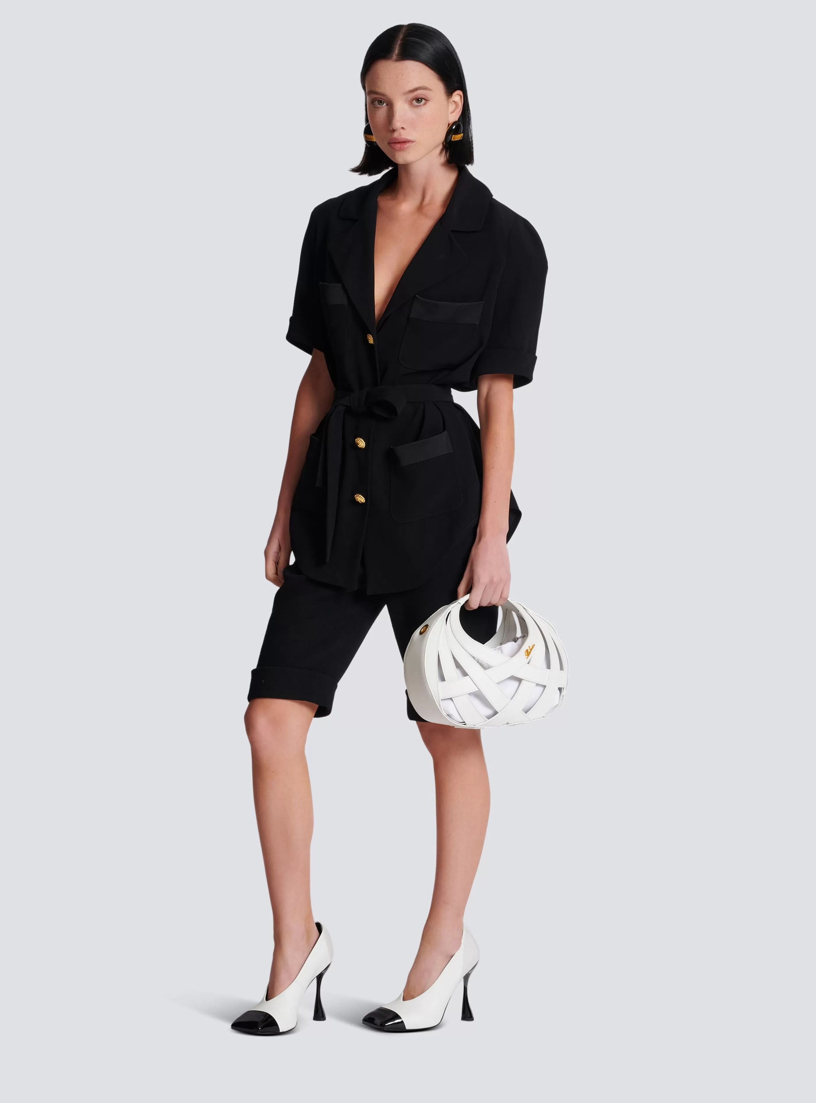 Balmain Top E Camicie-Crepe Safari Shirt black