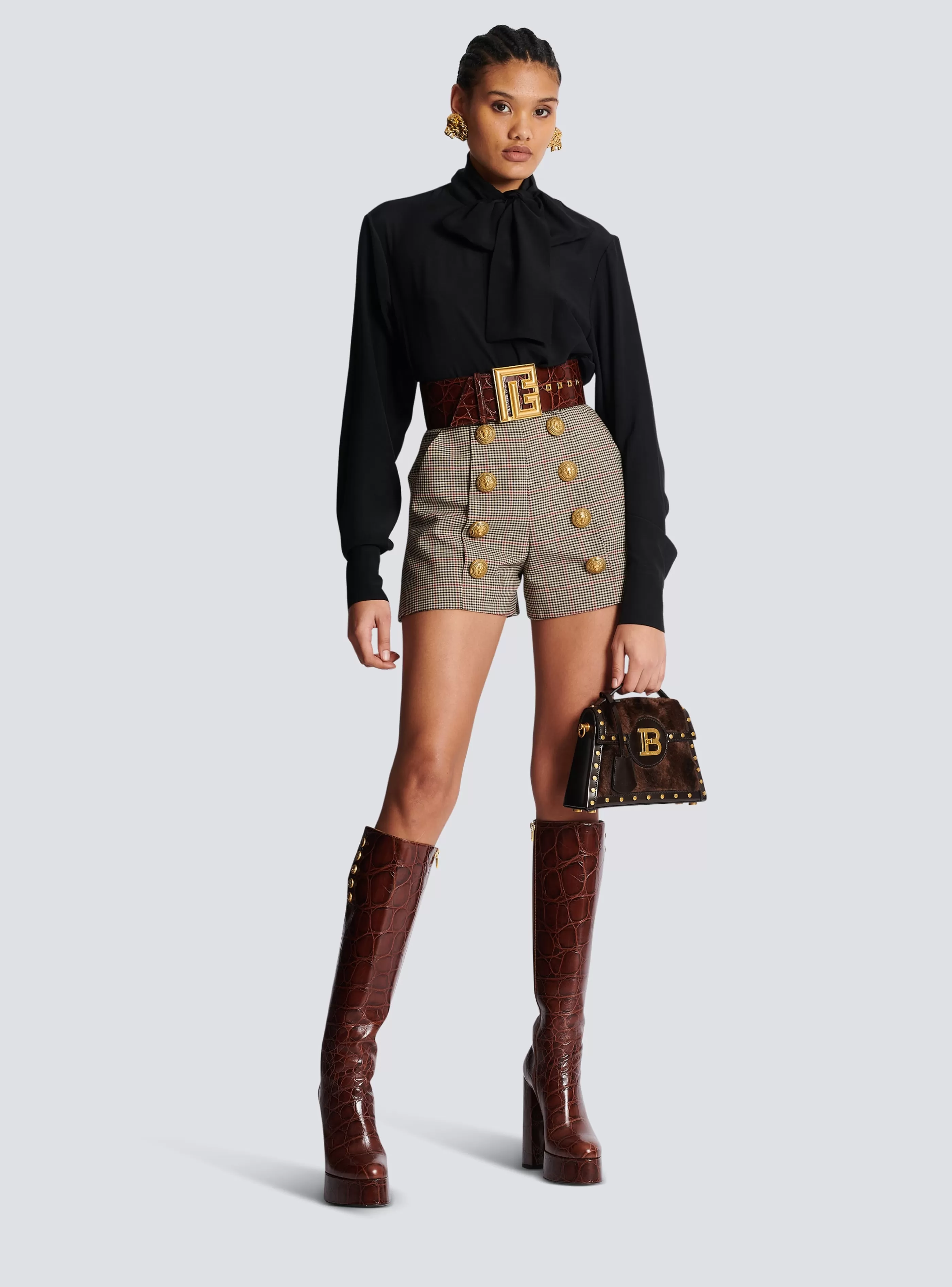 Balmain Top E Camicie-Crepe Shirt With Bow Collar black