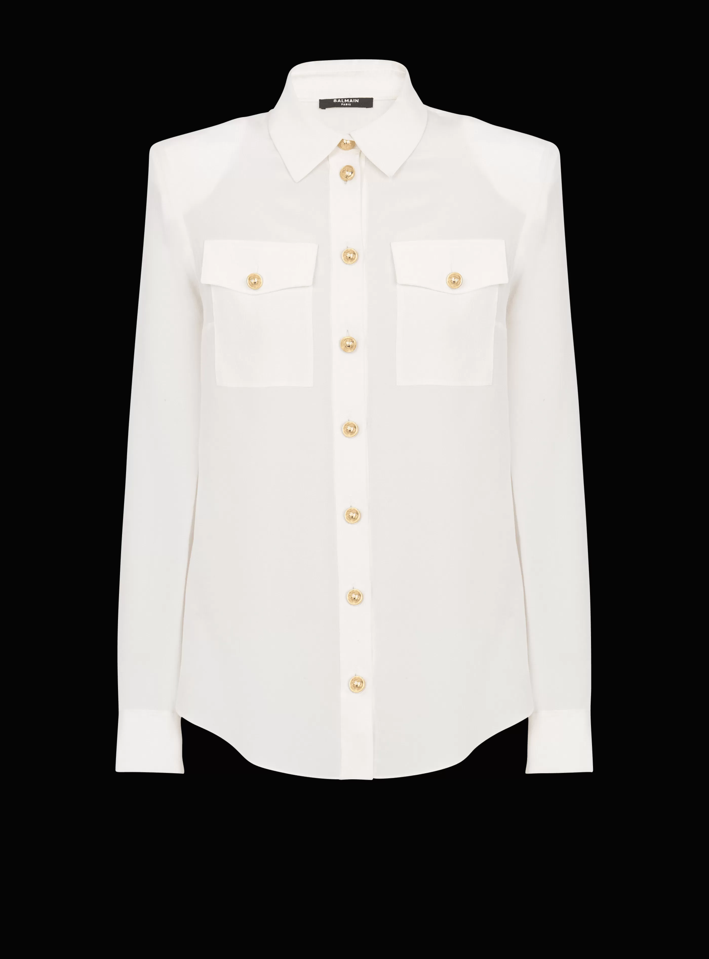 Balmain Top E Camicie-Crepe Shirt With Golden Buttons white