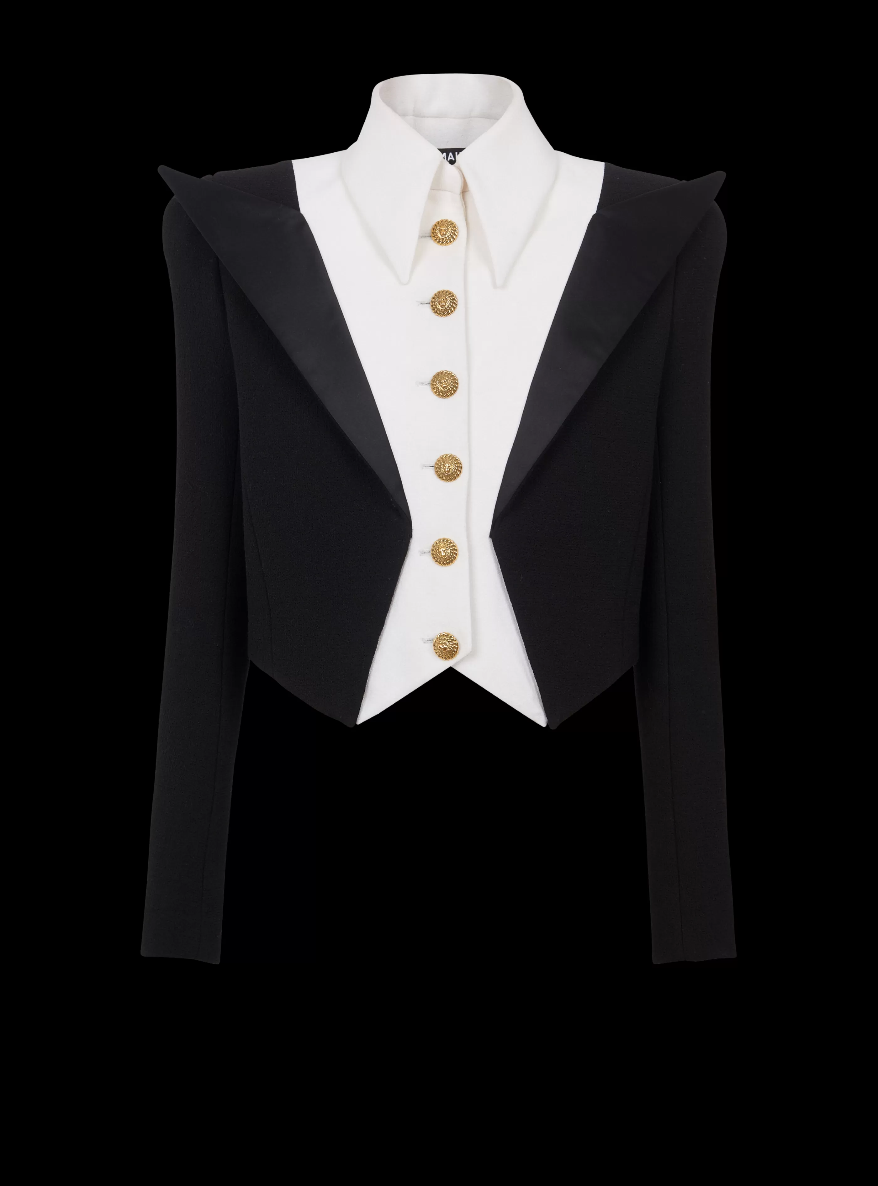 Balmain Giacche E Blazer-Cropped 6-button Crepe Jacket black