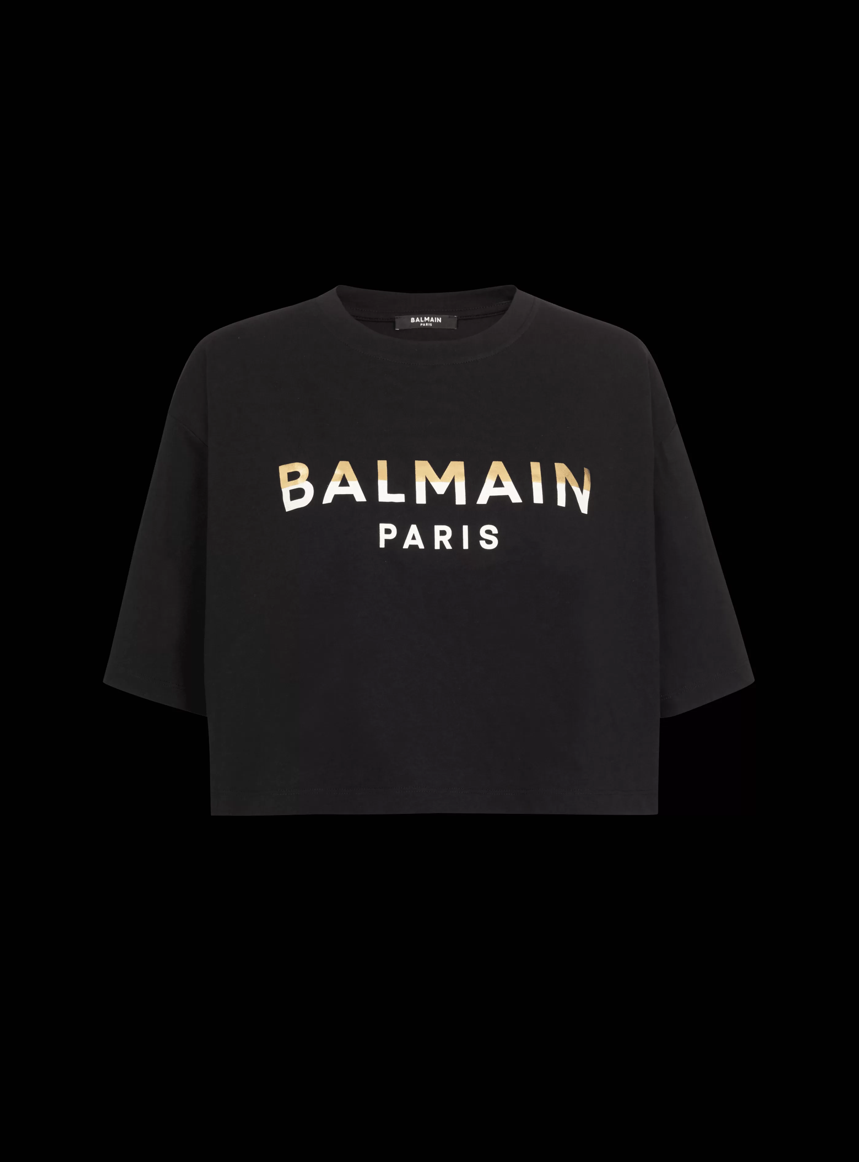 Balmain T-Shirt-Cropped Paris T-shirt black