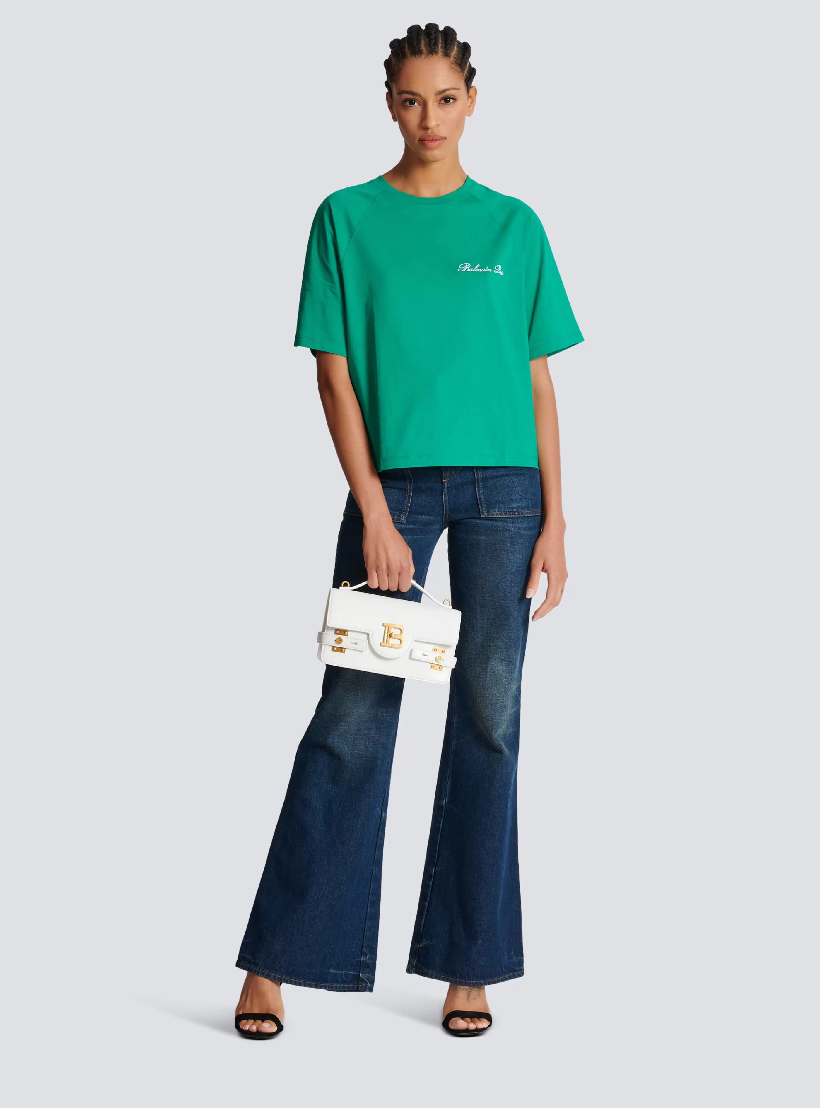 Balmain T-Shirt-Cropped Signature T-shirt blue
