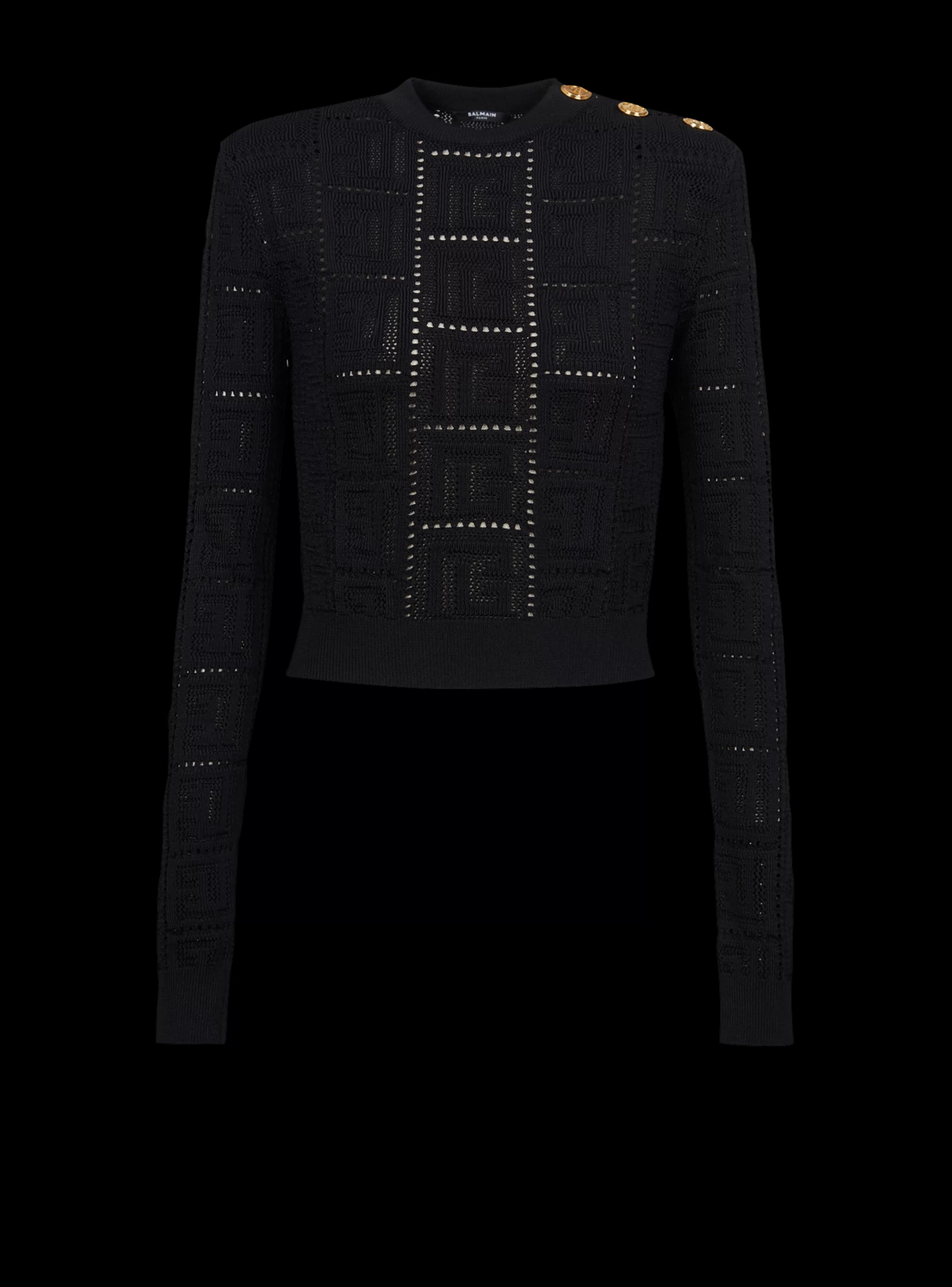 Balmain Maglieria-Cropped Eco-designed Sweater With Monogram black