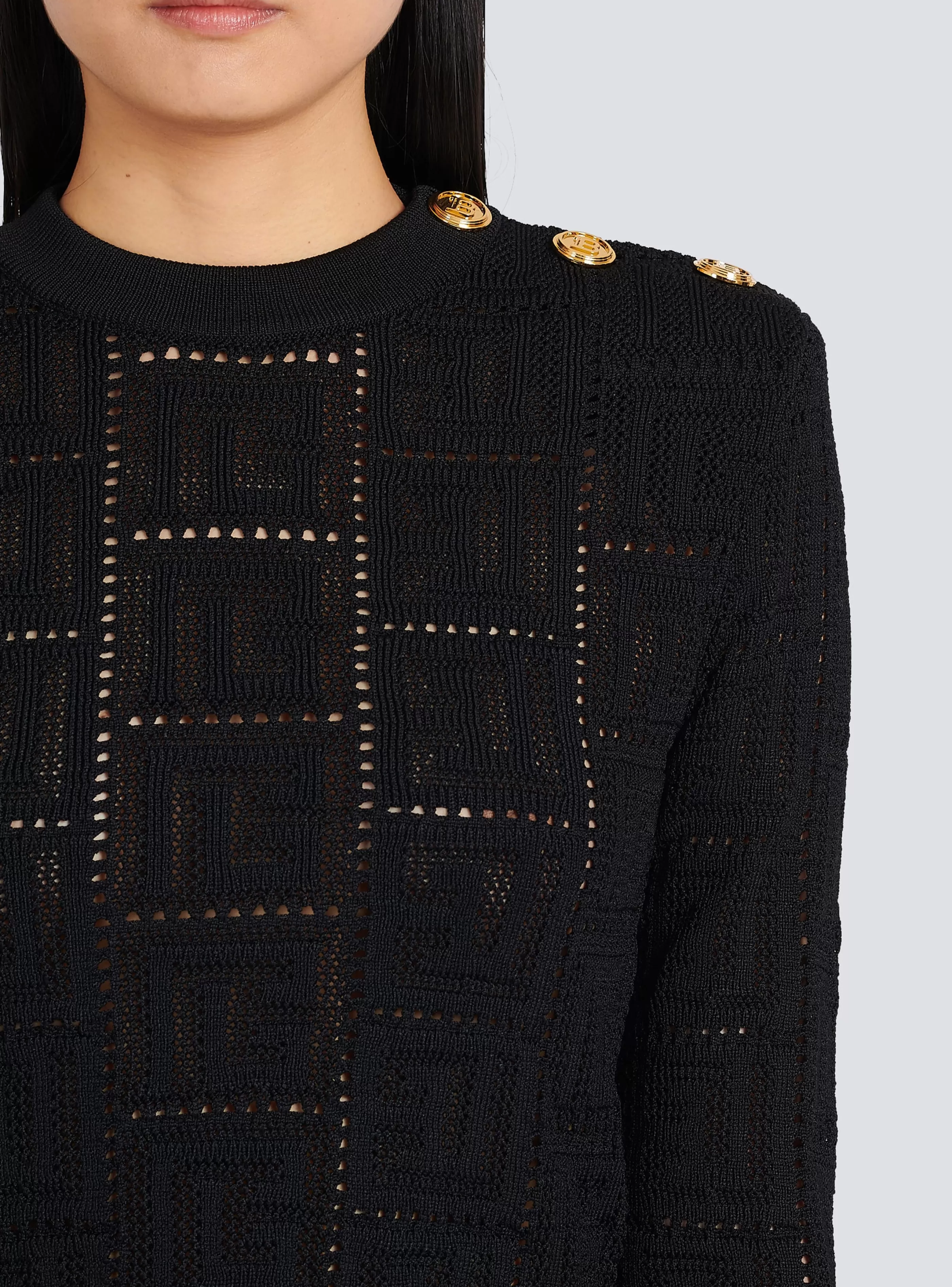 Balmain Maglieria-Cropped Eco-designed Sweater With Monogram black