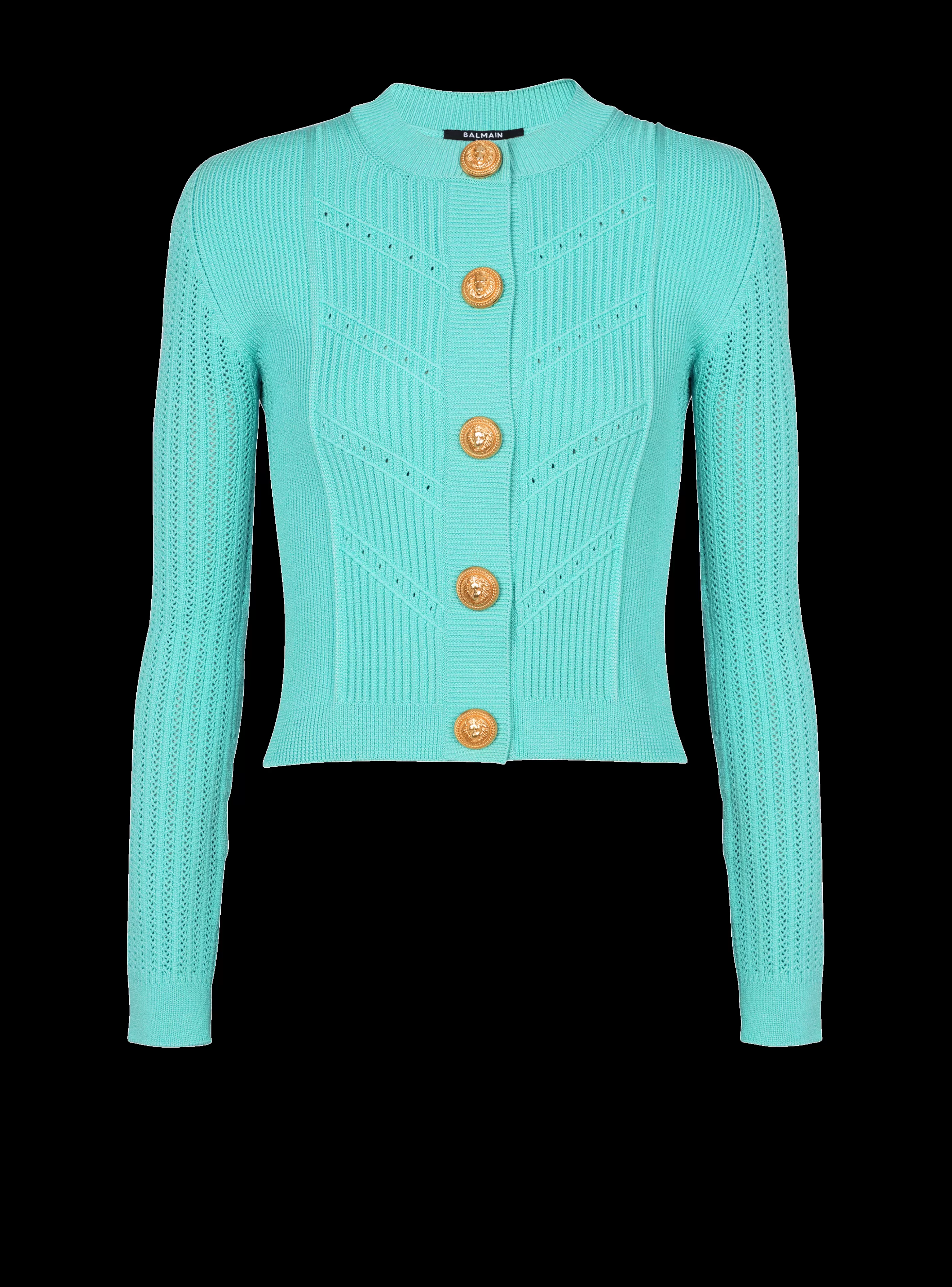 Balmain Maglieria-Cropped Knit Cardigan blue