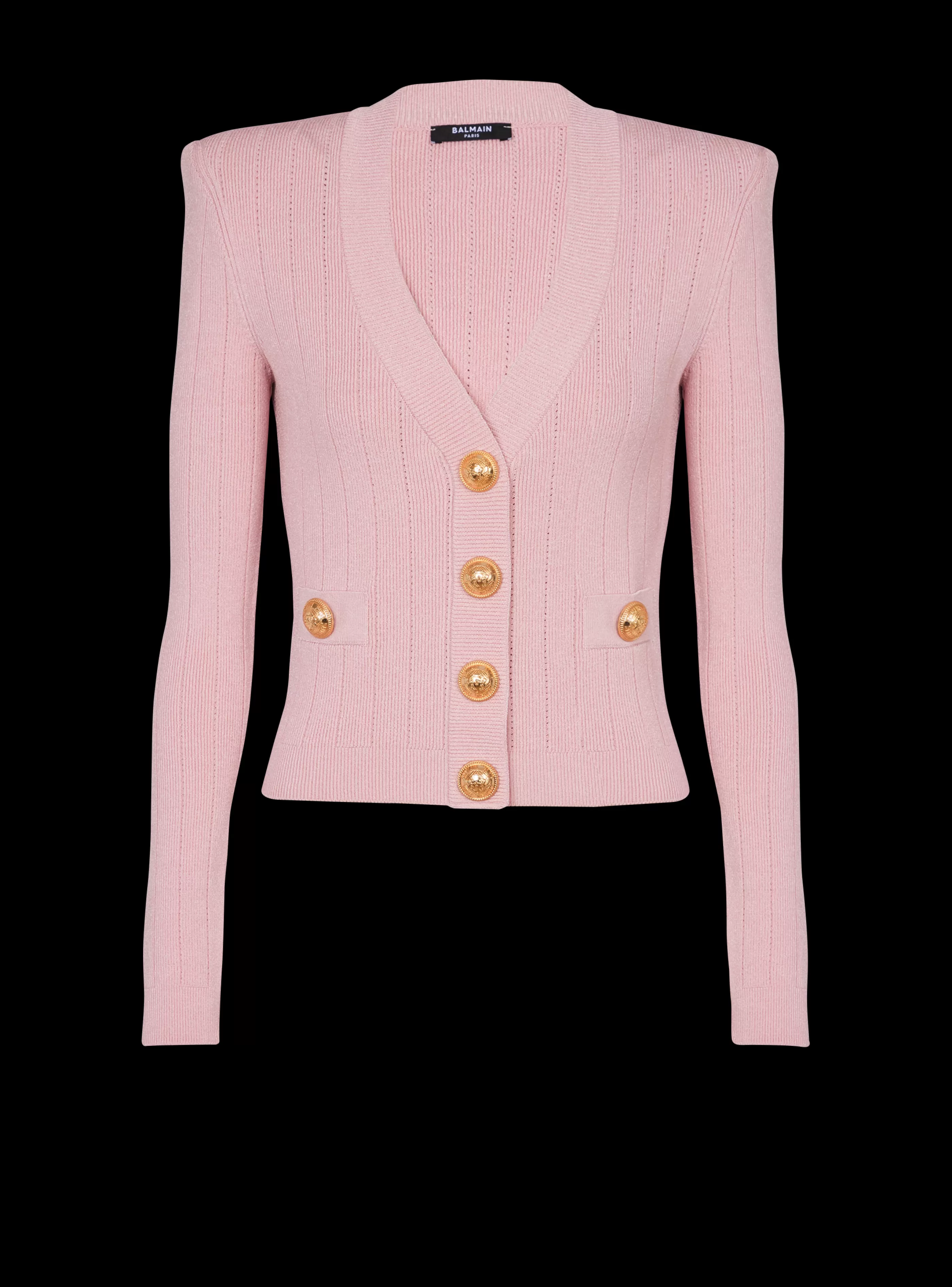 Balmain Maglieria-Cropped Knit Cardigan pink
