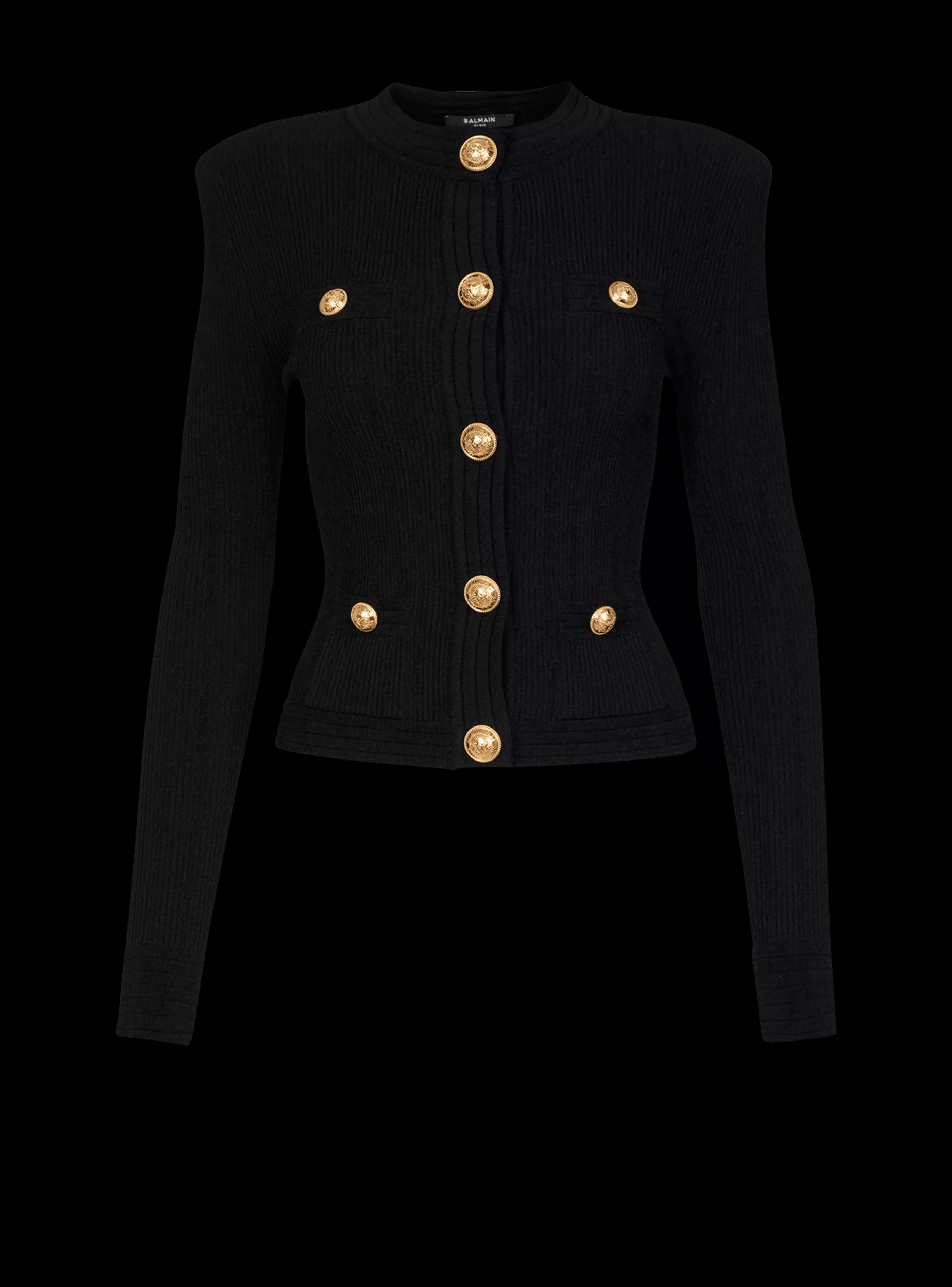 Balmain Maglieria-Cropped Knit Cardigan With Gold-tone Buttons black
