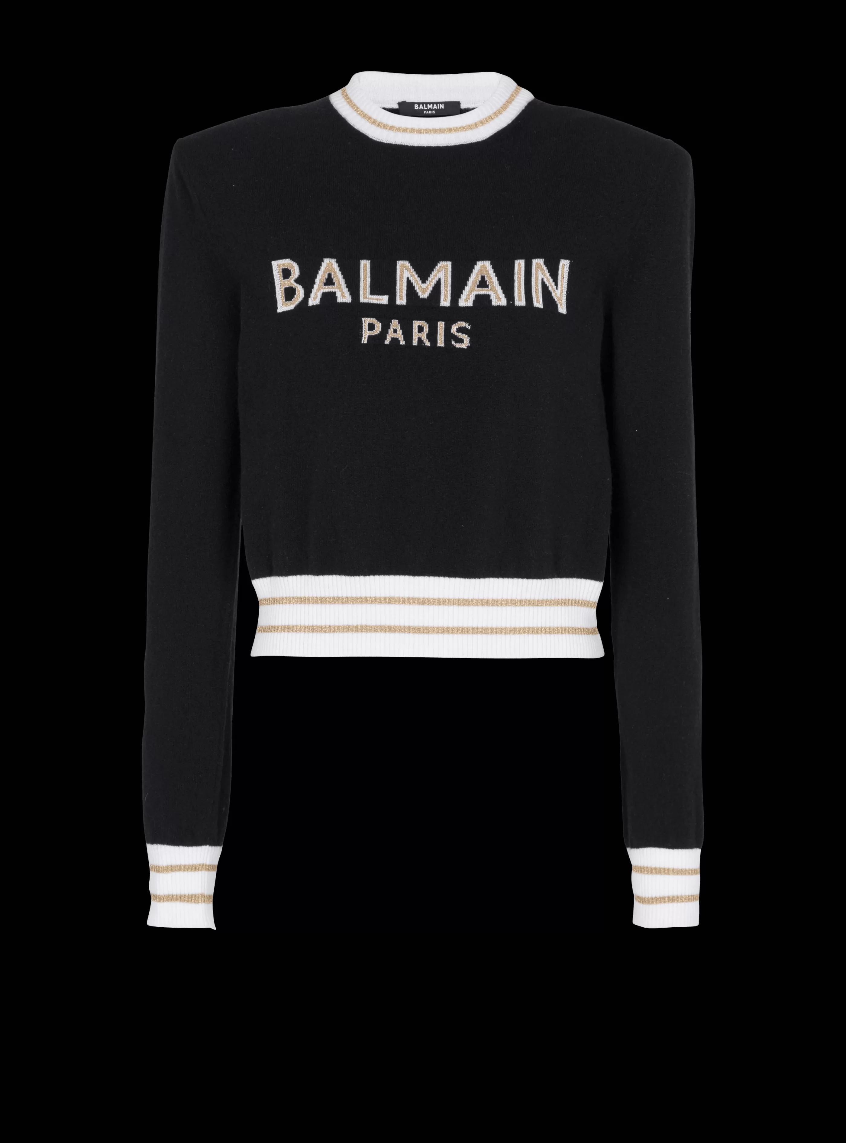 Balmain Maglieria-Cropped Wool Jumper With Logo black