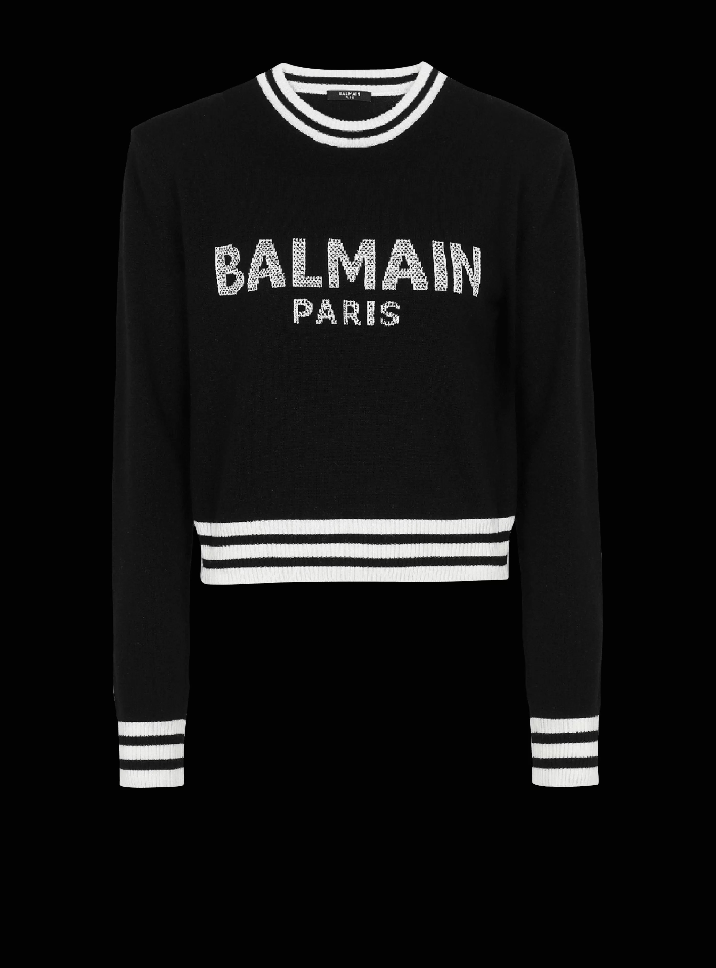 Balmain Maglieria-Cropped Wool Sweatshirt With Logo black