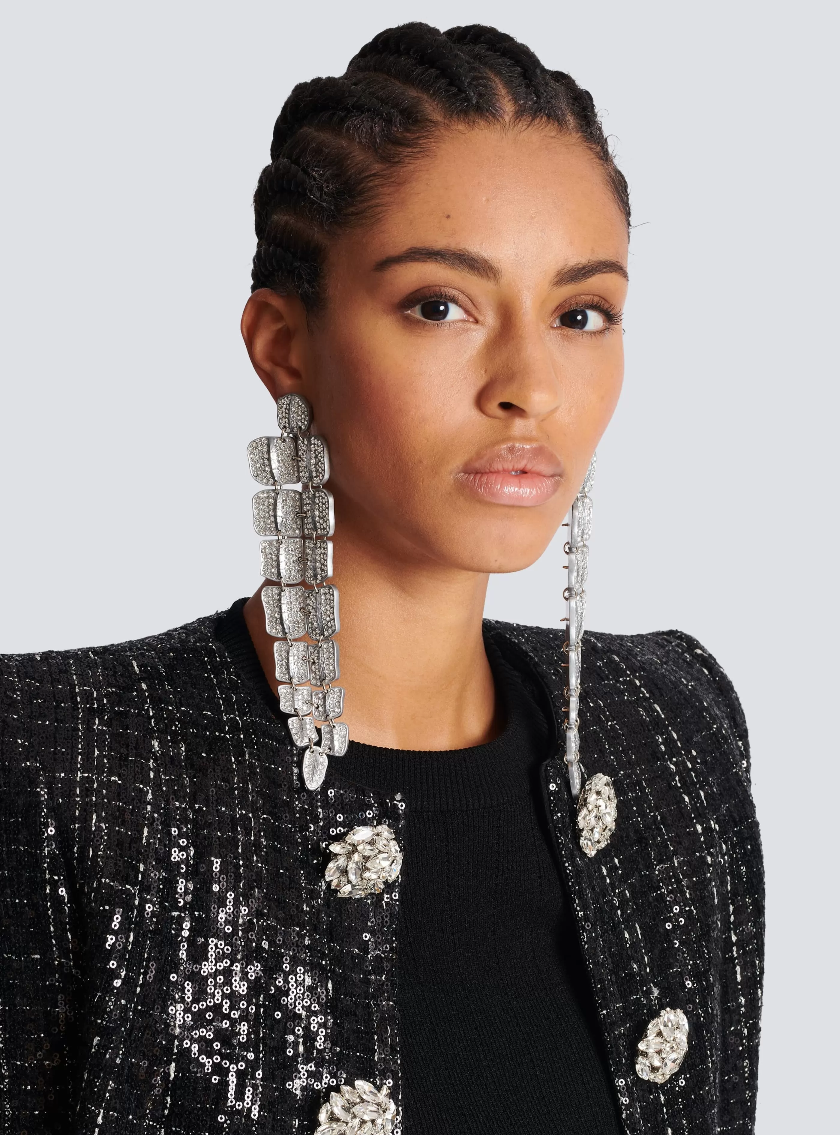 Balmain Gioielli Moda-Crystal Crocodile Earrings silver