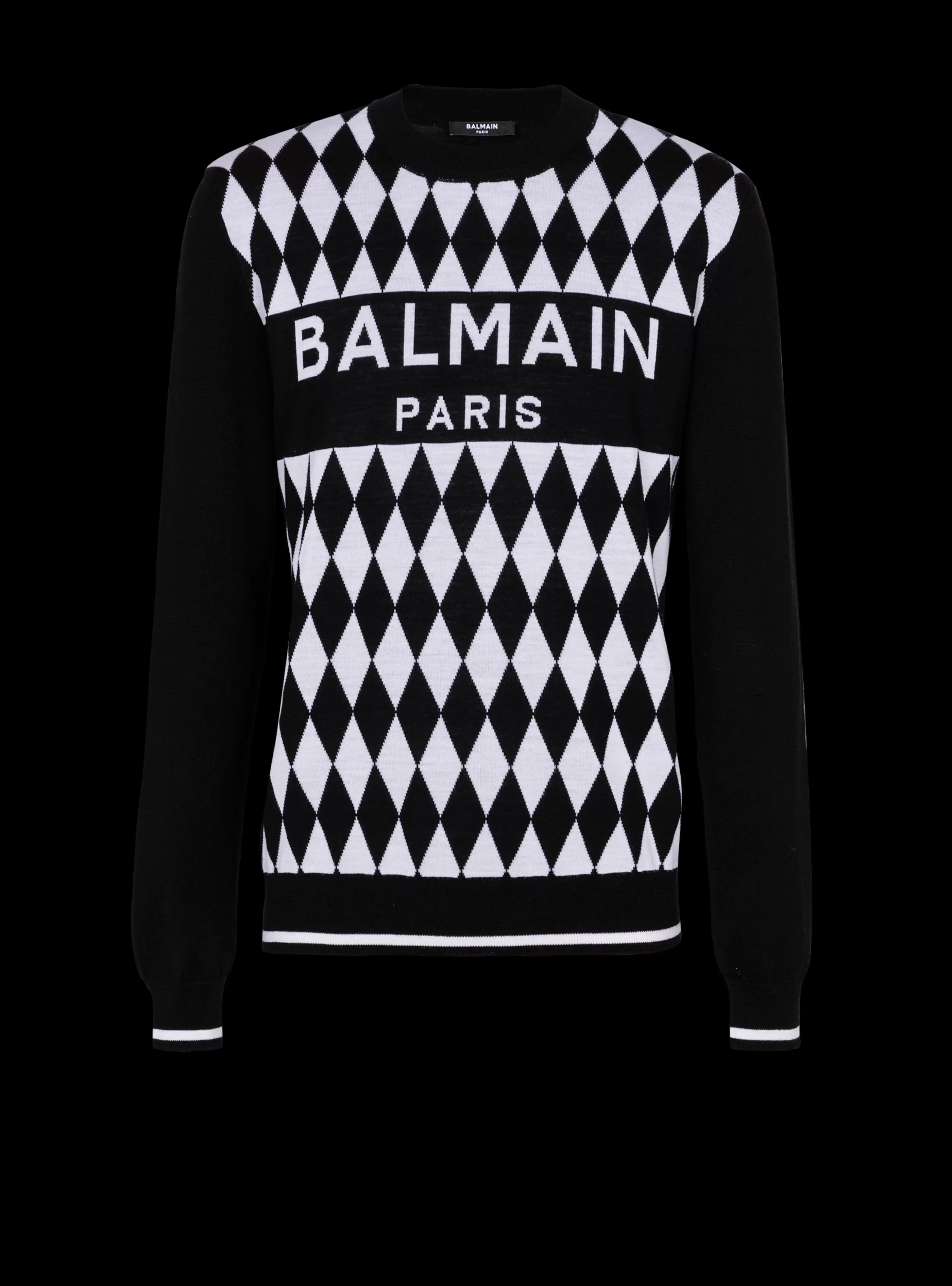 Balmain Maglieria-Diamond Paris Two-tone Jacquard Jumper black
