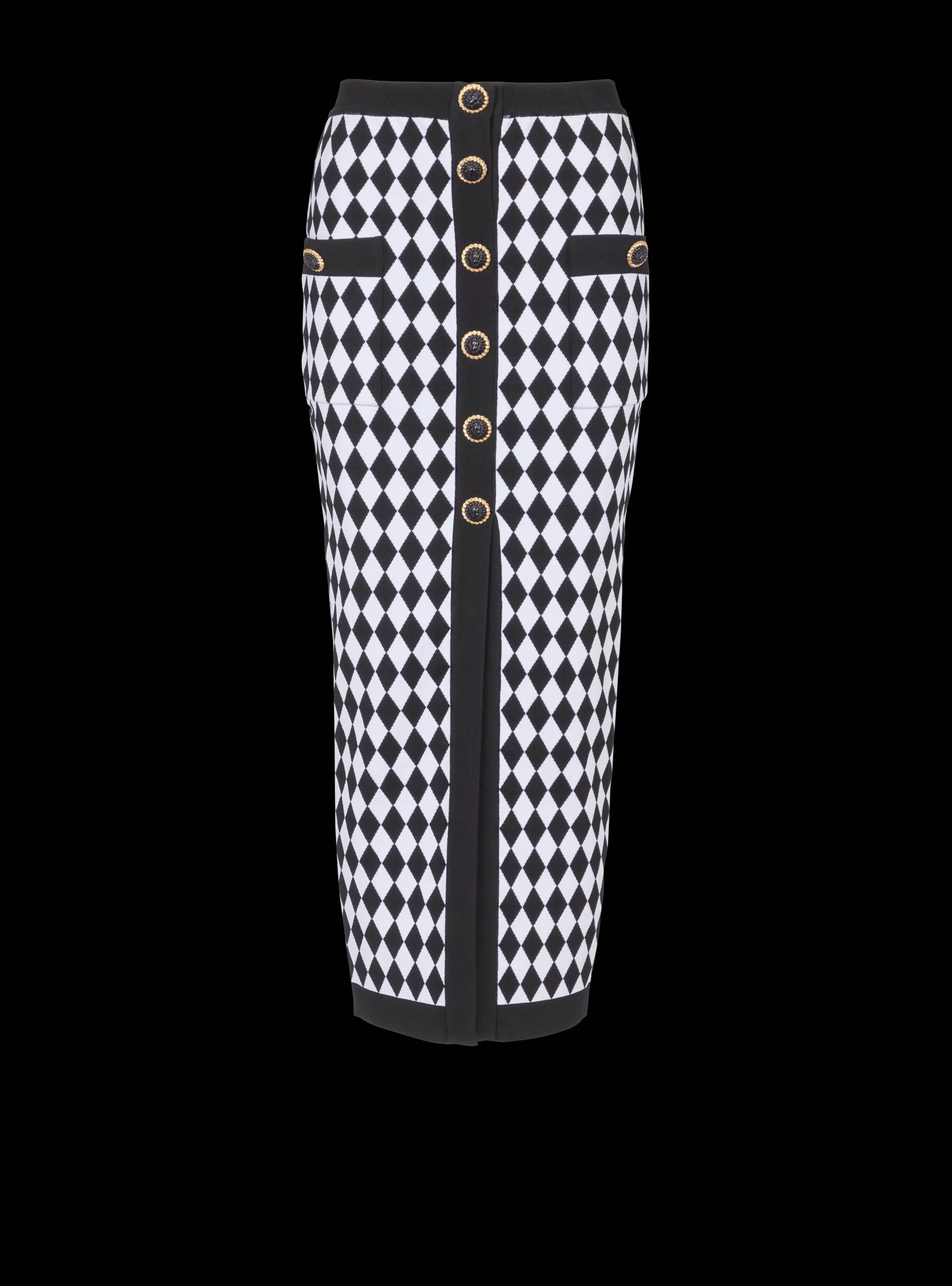Balmain Gonne-Diamond Jacquard Midi Skirt black