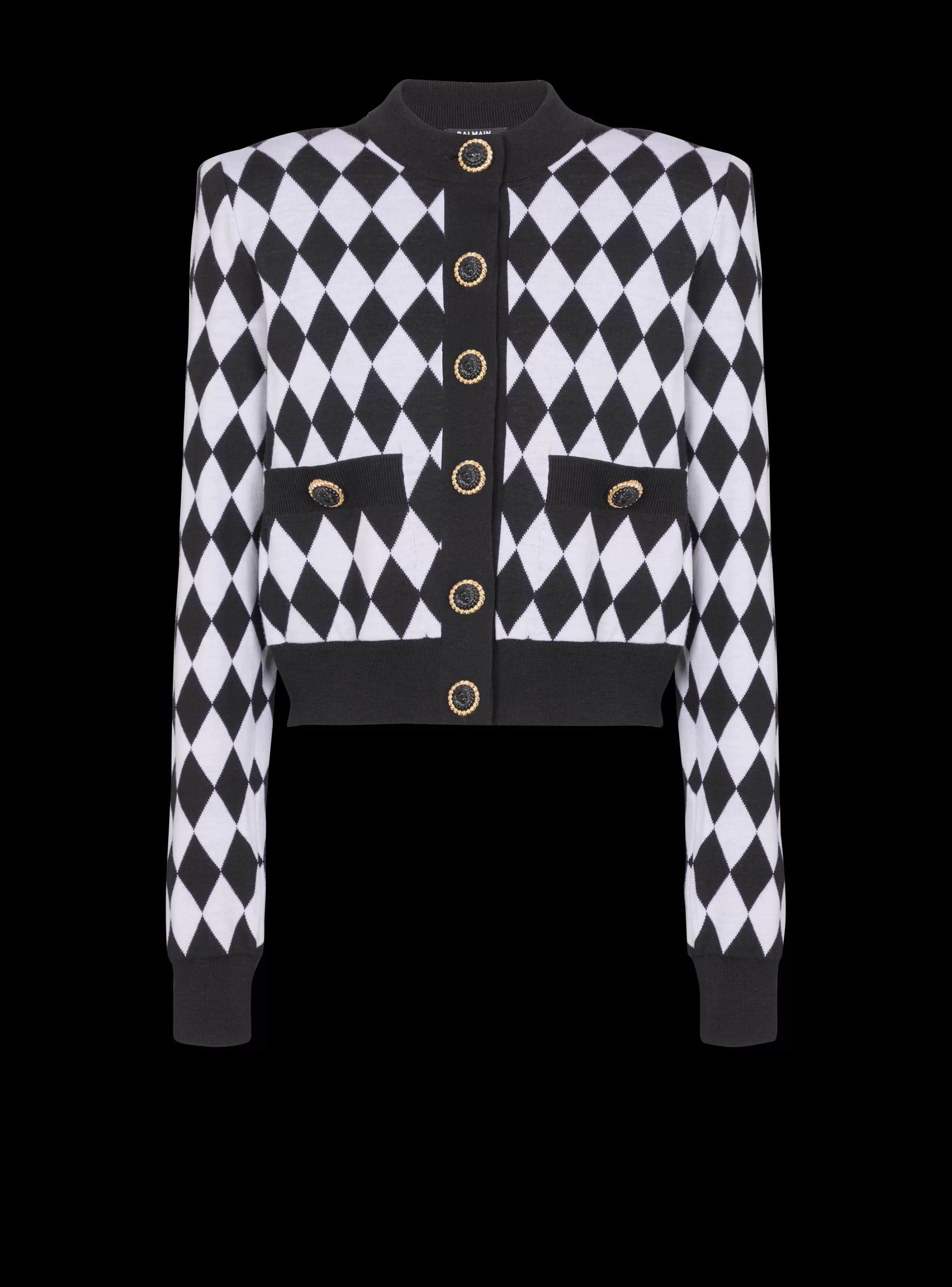 Balmain Maglieria-Diamond Knit Cardigan black