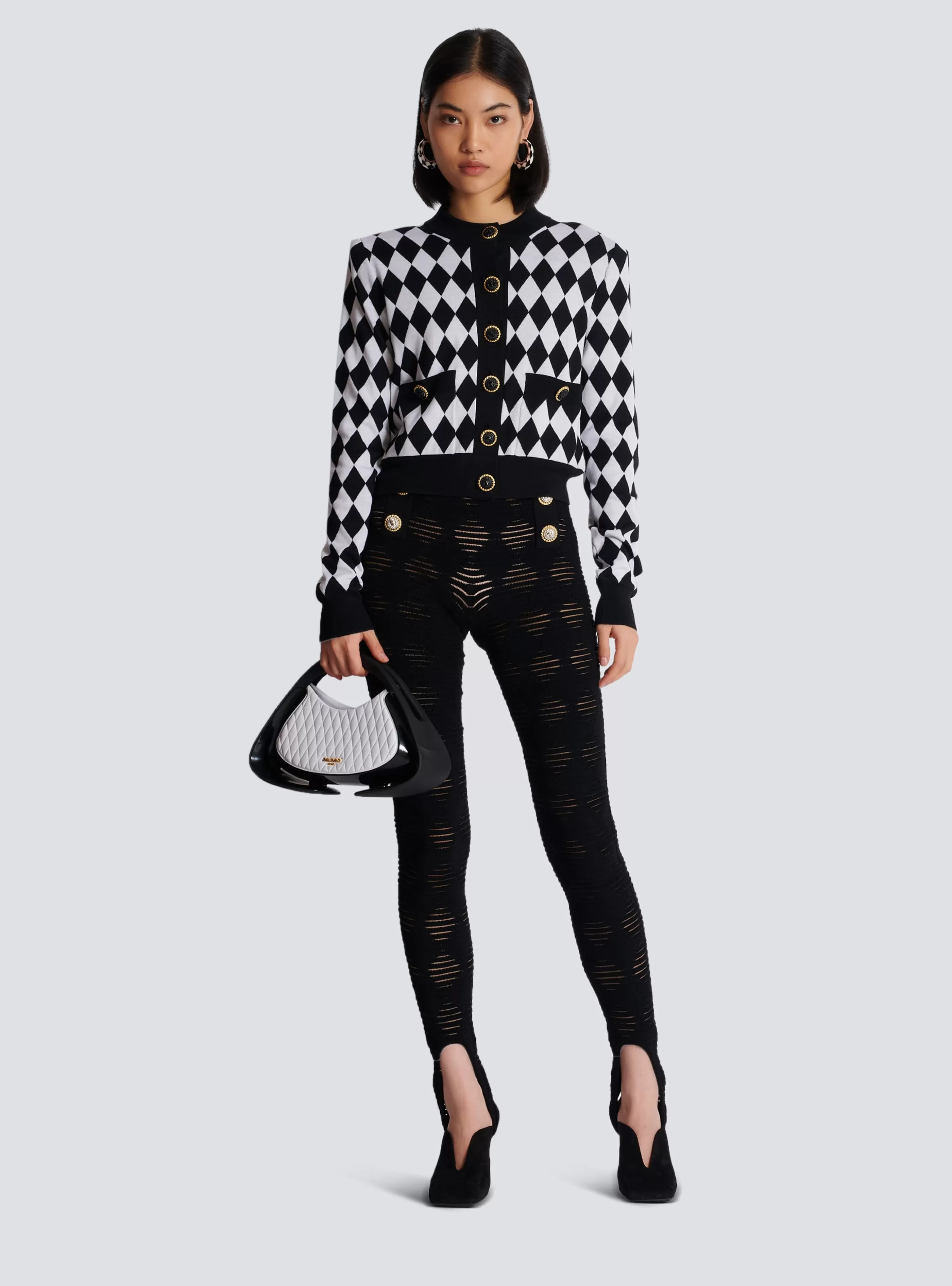 Balmain Maglieria-Diamond Knit Cardigan black