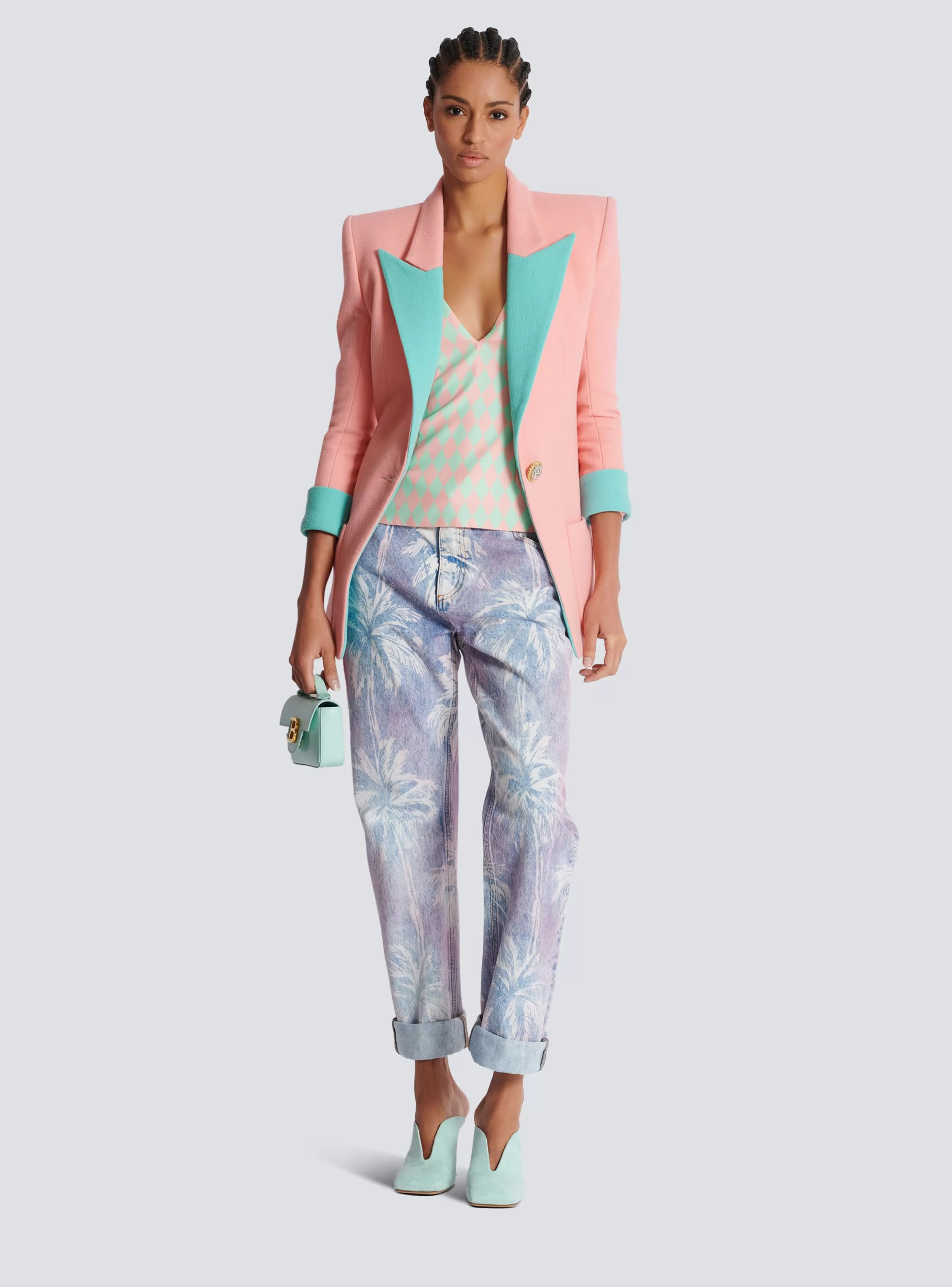 Balmain Top E Camicie-Diamond Print Silk Top multicolor