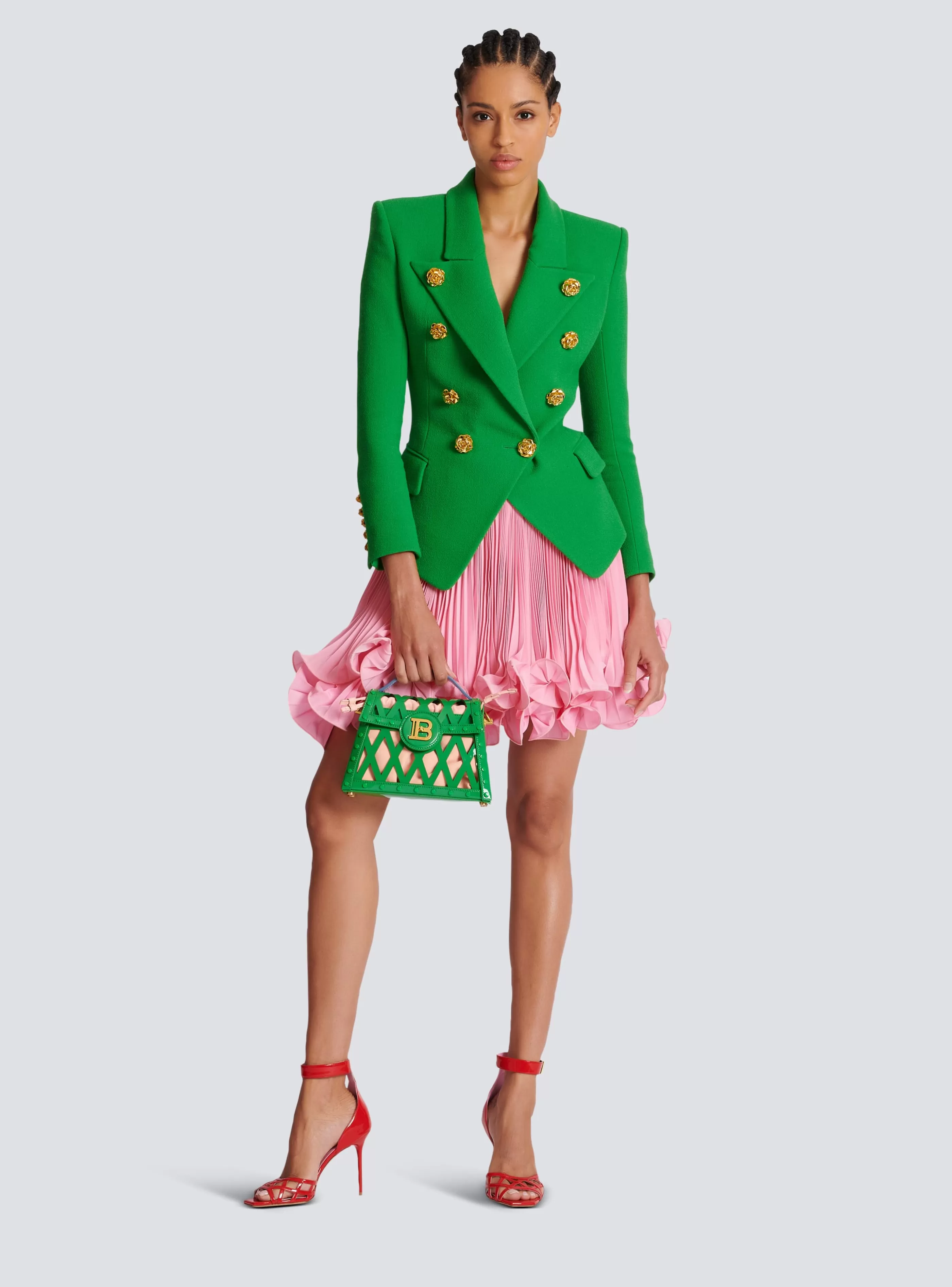 Balmain Giacche E Blazer-Double Crepe Suit Jacket green