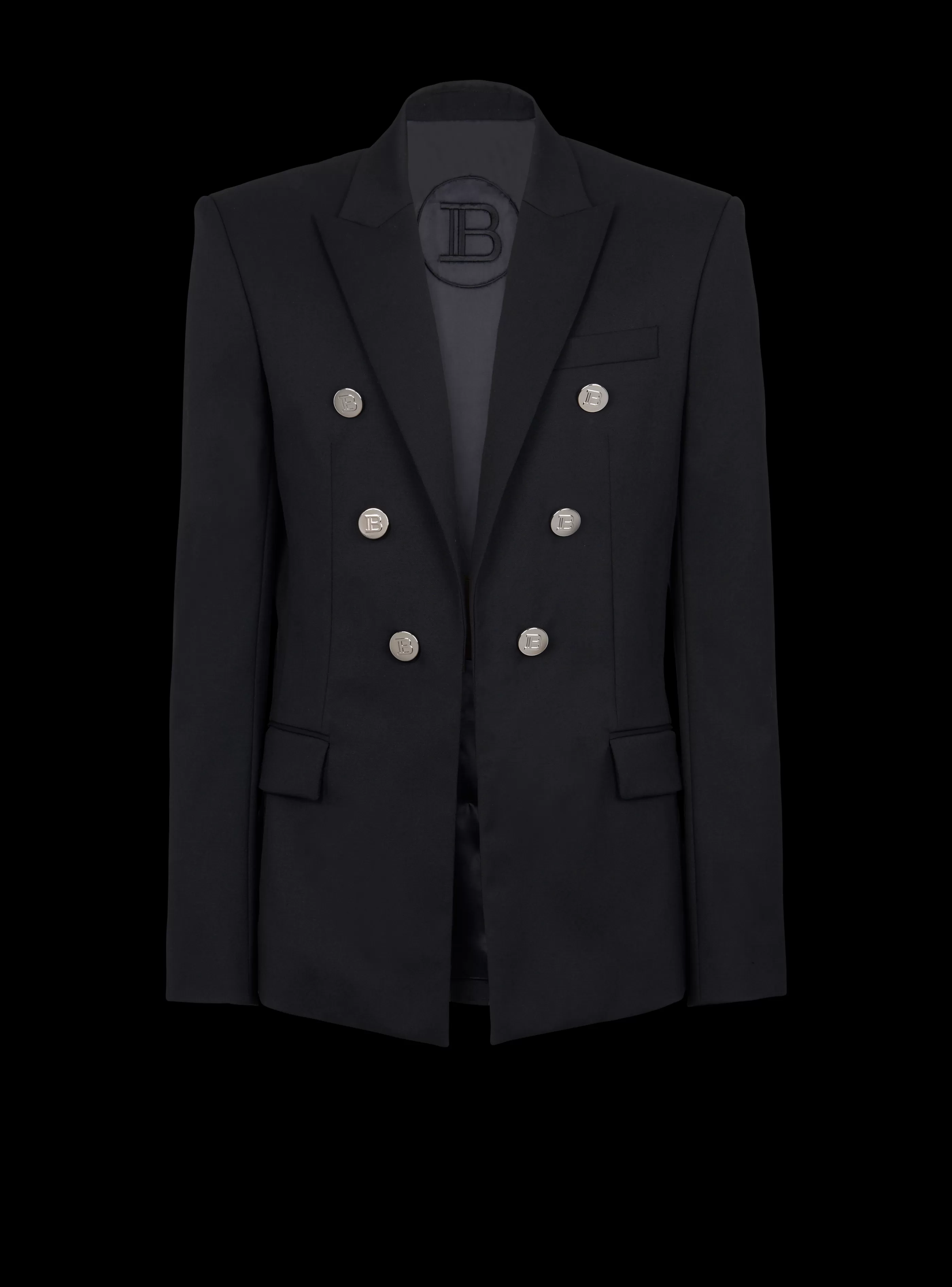 Balmain Giacche E Blazers-Double-breasted Wool Blazer black