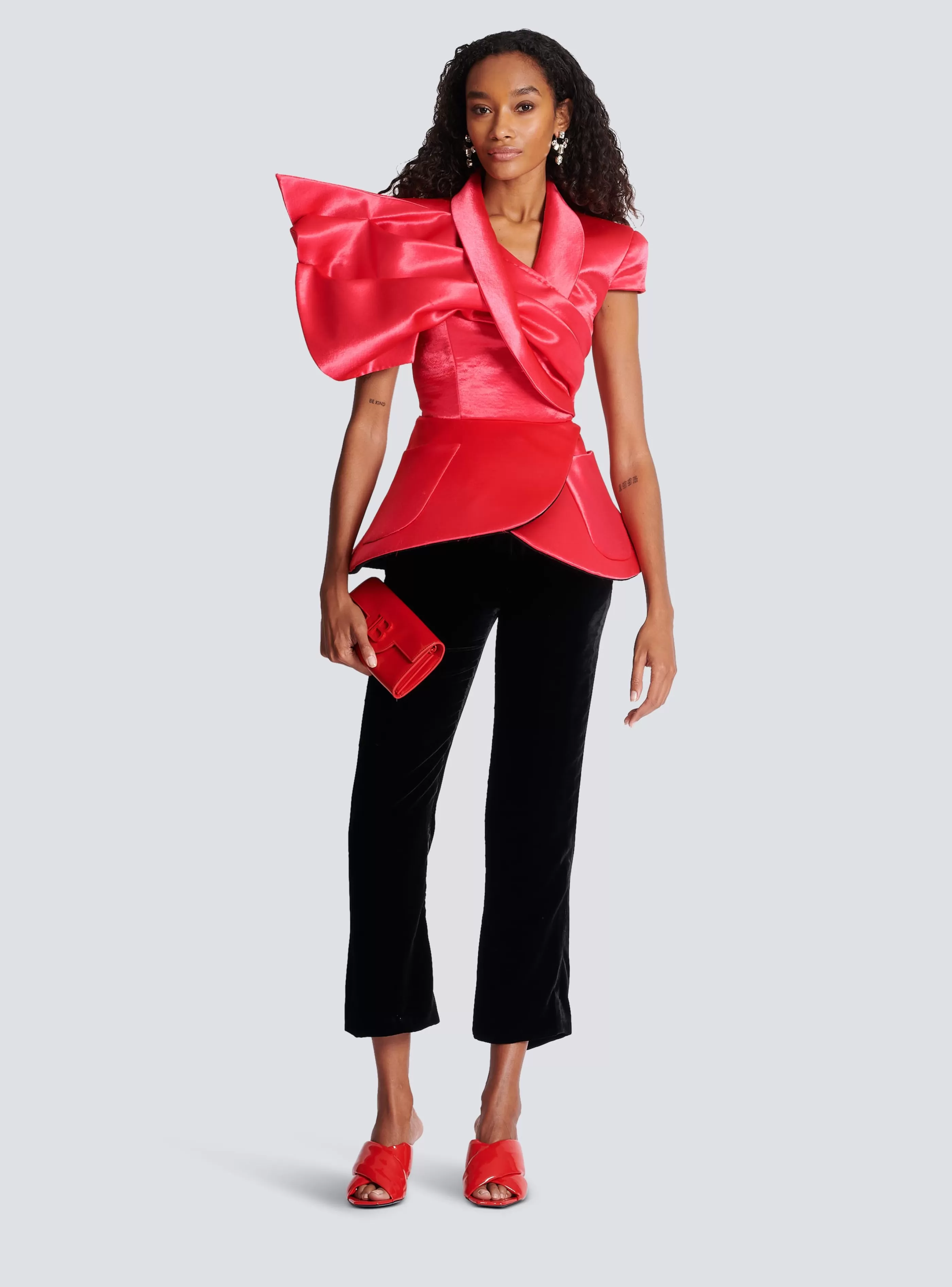 Balmain Top E Camicie-Draped Peplum Top pink