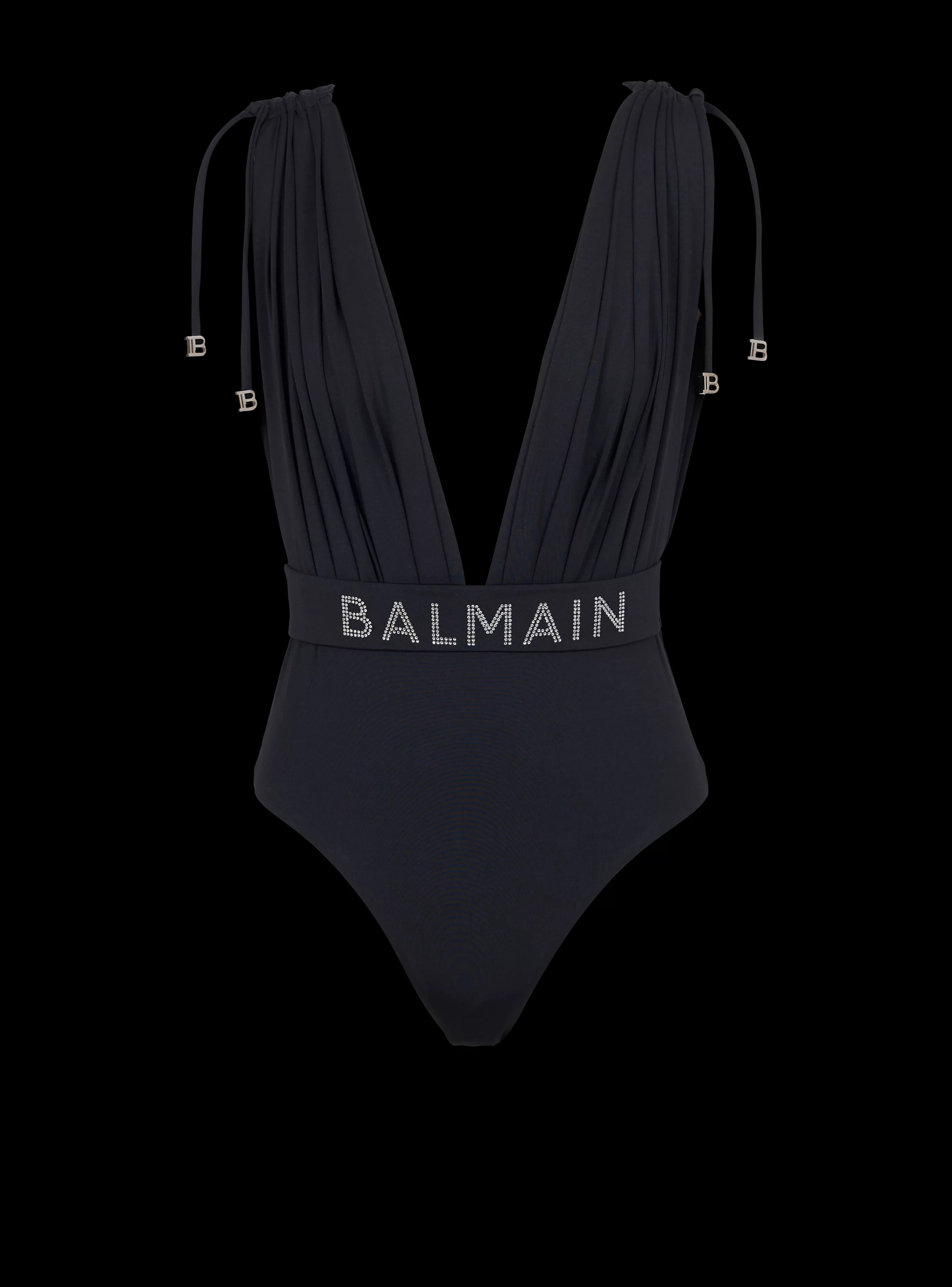 Balmain Costumi Da Bagno-Draped Swimsuit black