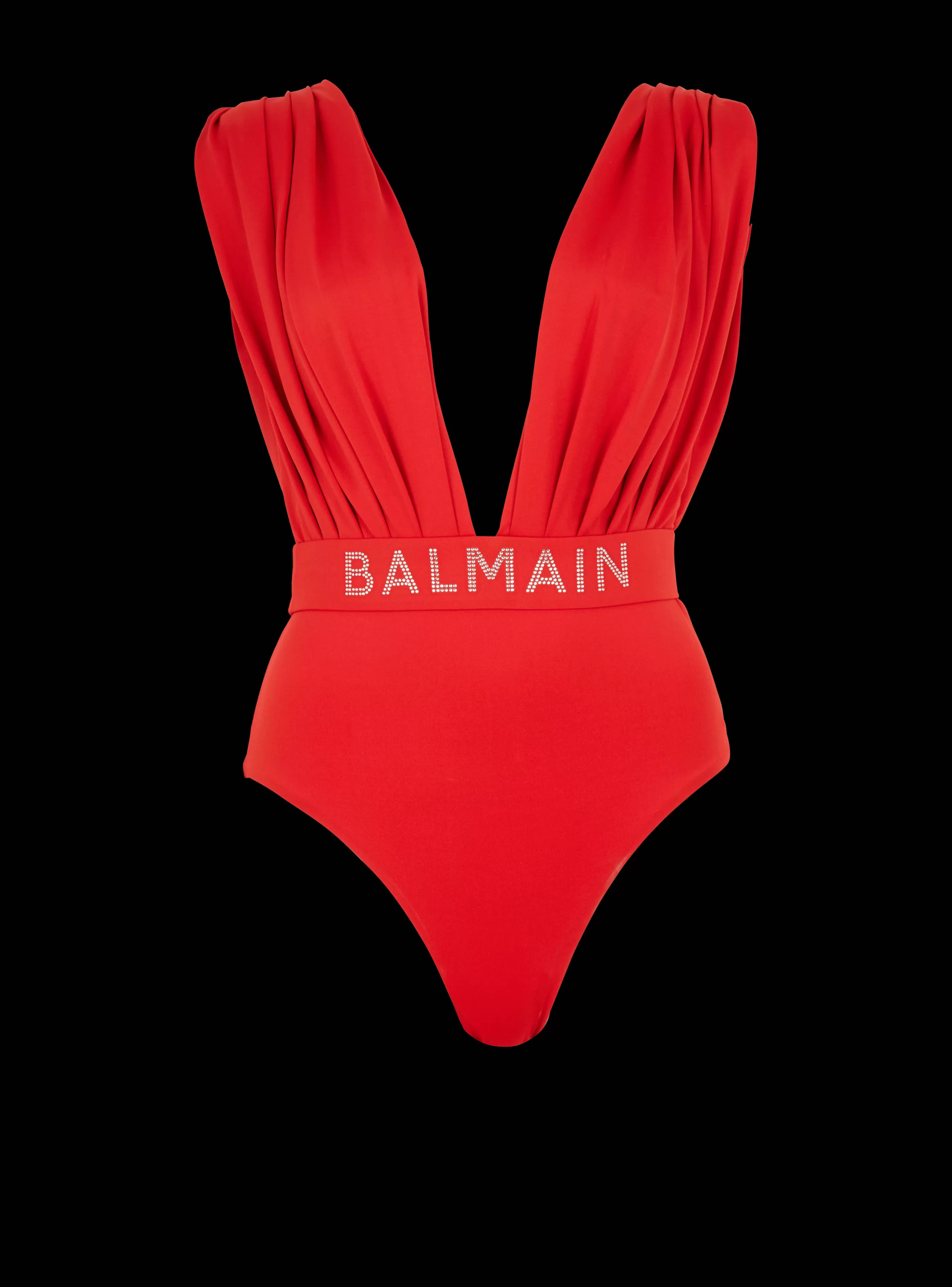 Balmain Costumi Da Bagno-Draped Swimsuit red