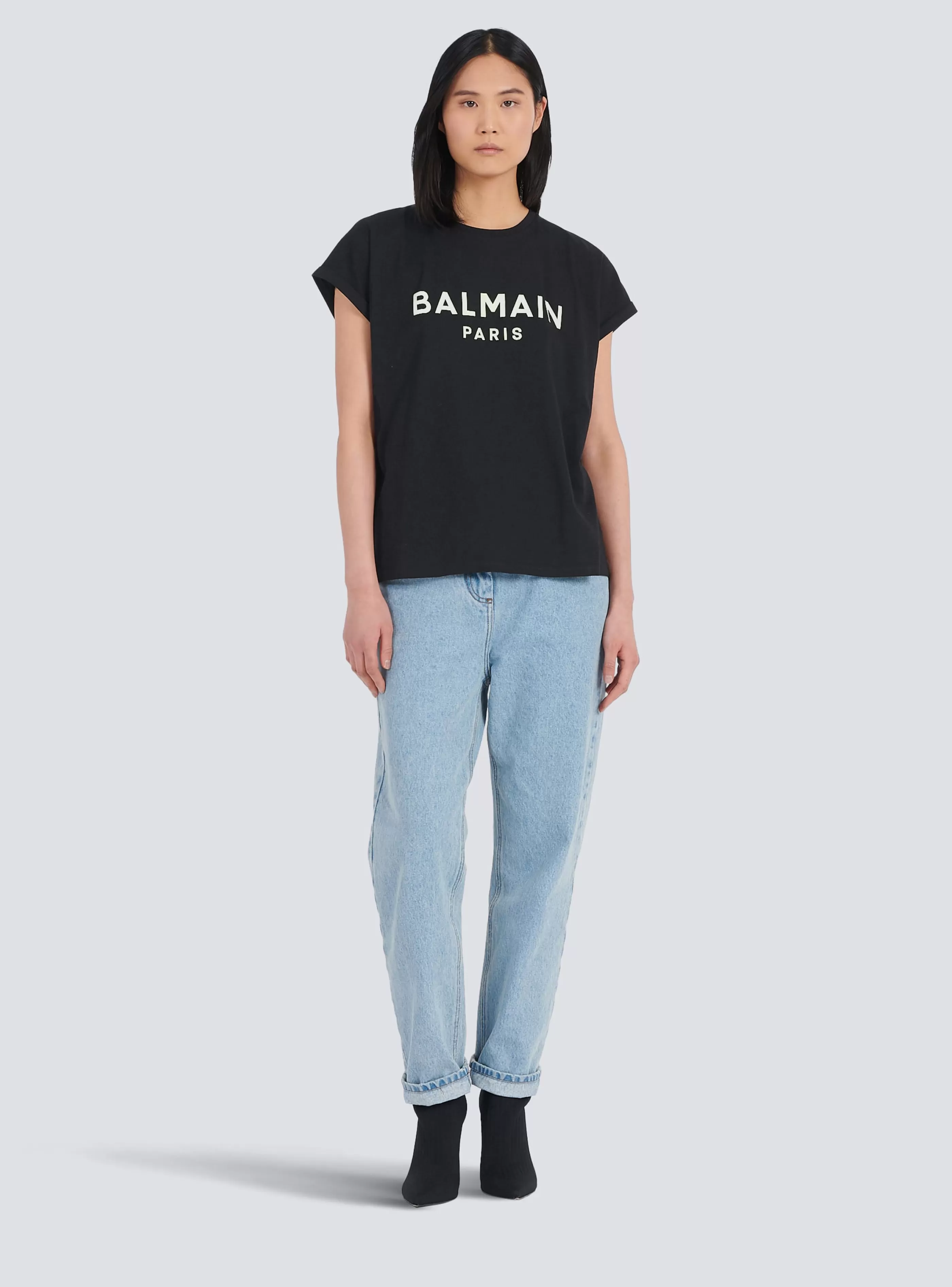 Balmain T-Shirt-Eco-designed Cotton T-shirt With Logo Print black